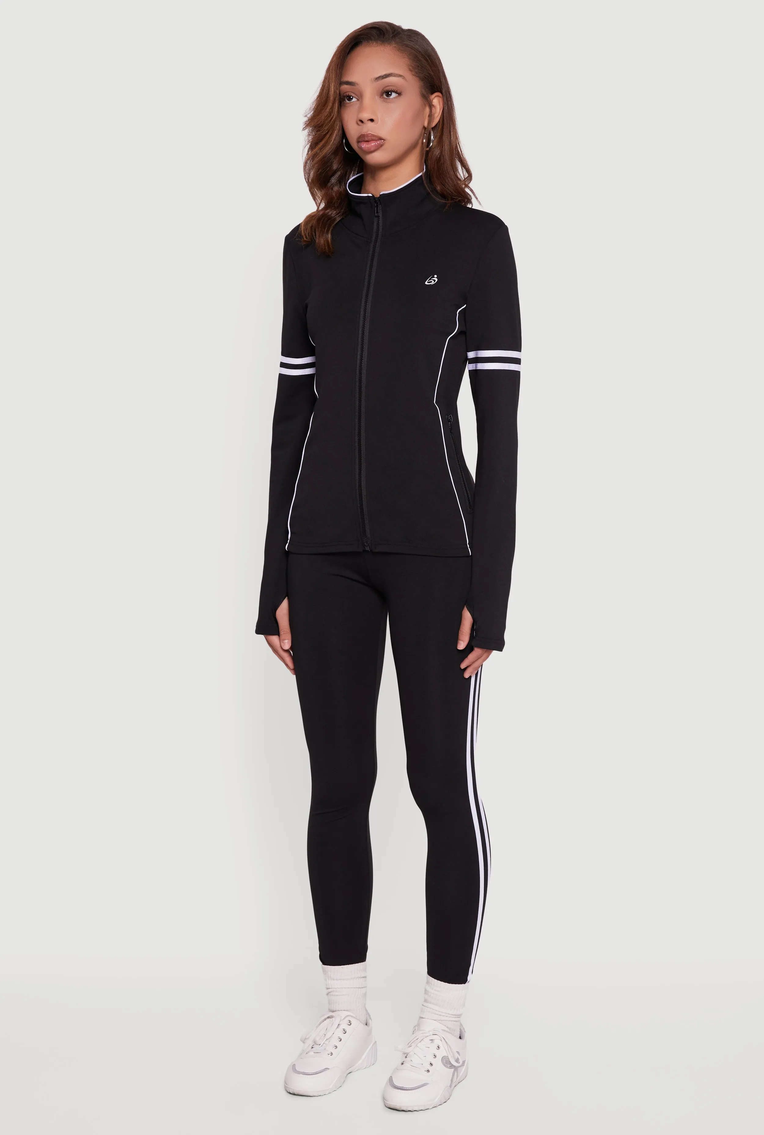 Zip Front Mock Neck Varsity Stripe Track Jacket sold by Rainbow product image thumbnail 5