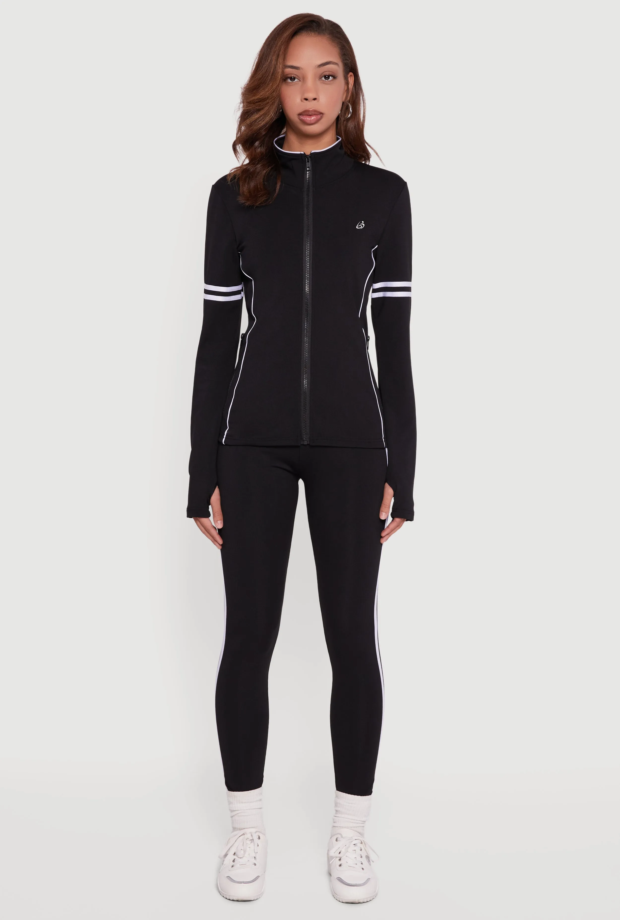 Zip Front Mock Neck Varsity Stripe Track Jacket sold by Rainbow product image thumbnail 3