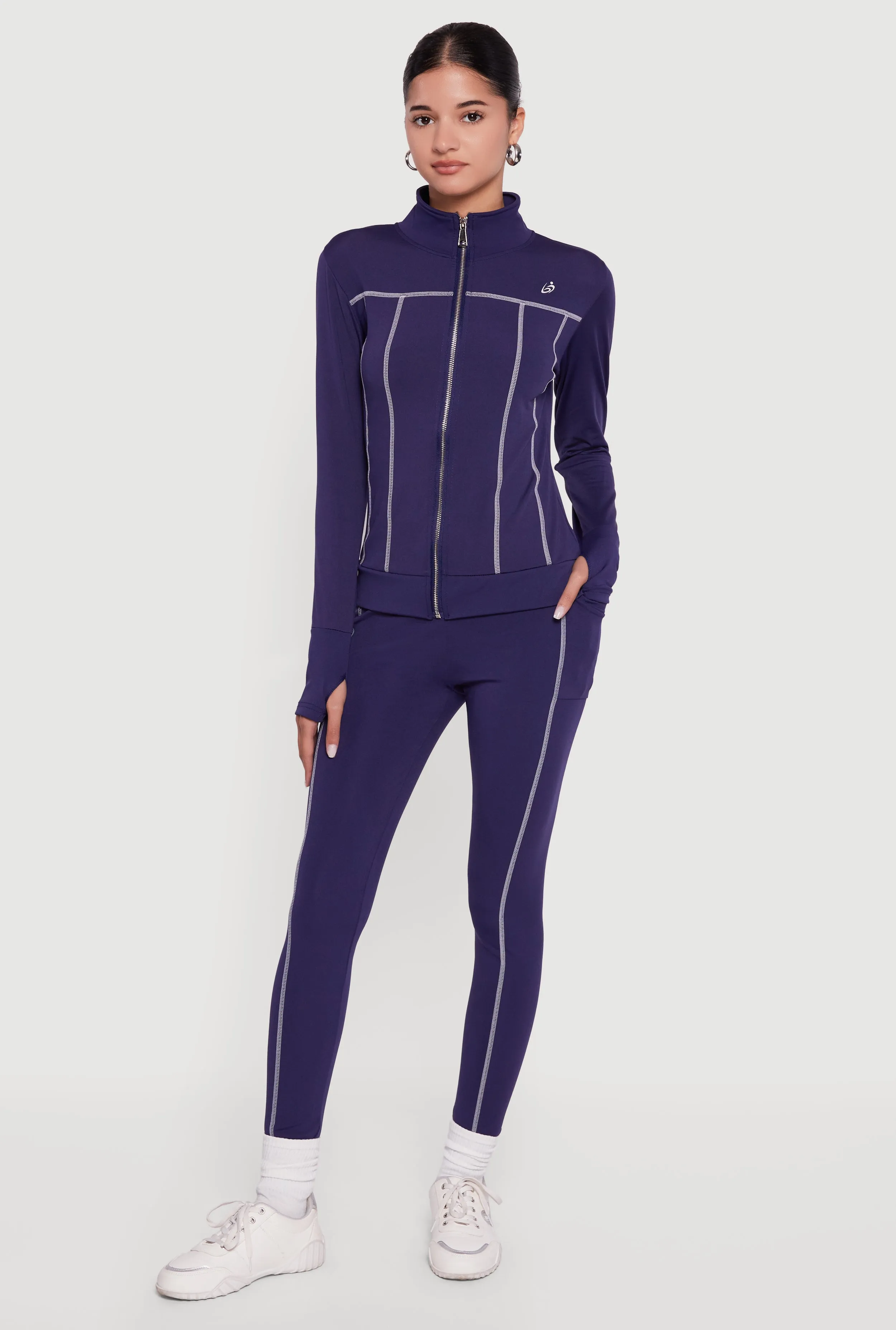 High Waisted Contrast Trim Decorative Stitch Leggings sold by Rainbow product image thumbnail 3
