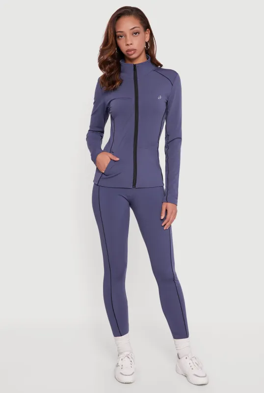 Contrast Trim Pipping Mid Rise Leggings sold by Rainbow