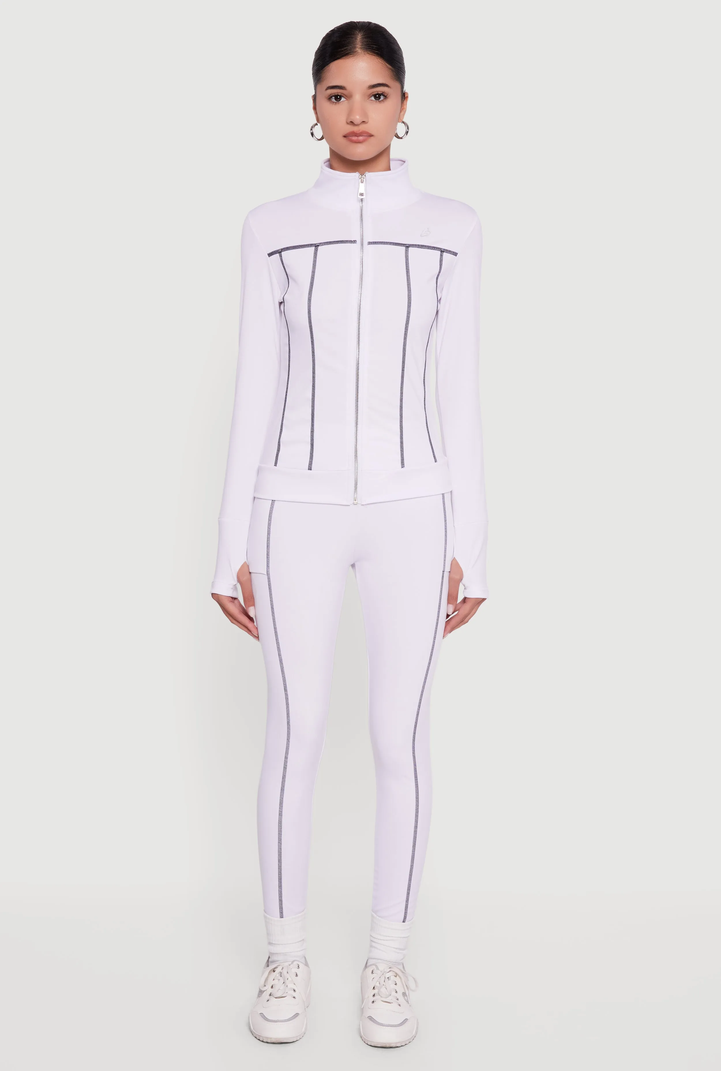 Decorative Stitch Zip Front Mock Neck Track Jacket sold by Rainbow product image thumbnail 3