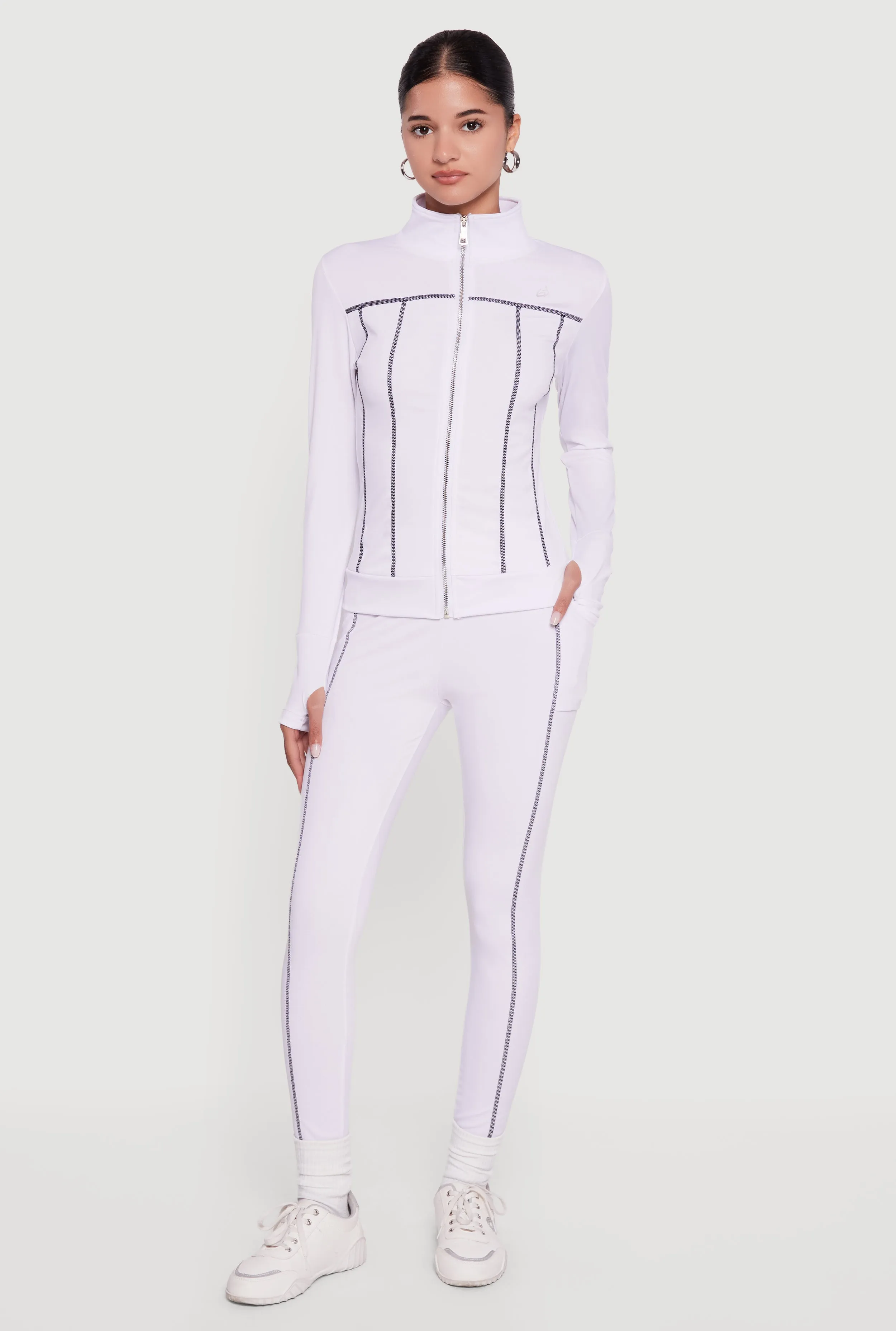 Decorative Stitch Zip Front Mock Neck Track Jacket sold by Rainbow product image thumbnail 2