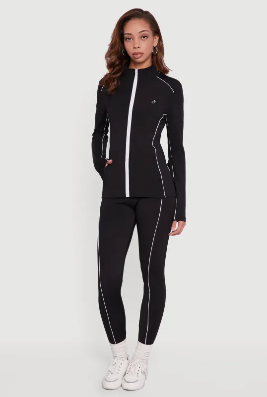 Contrast Trim Pipping Mid Rise Leggings sold by Rainbow