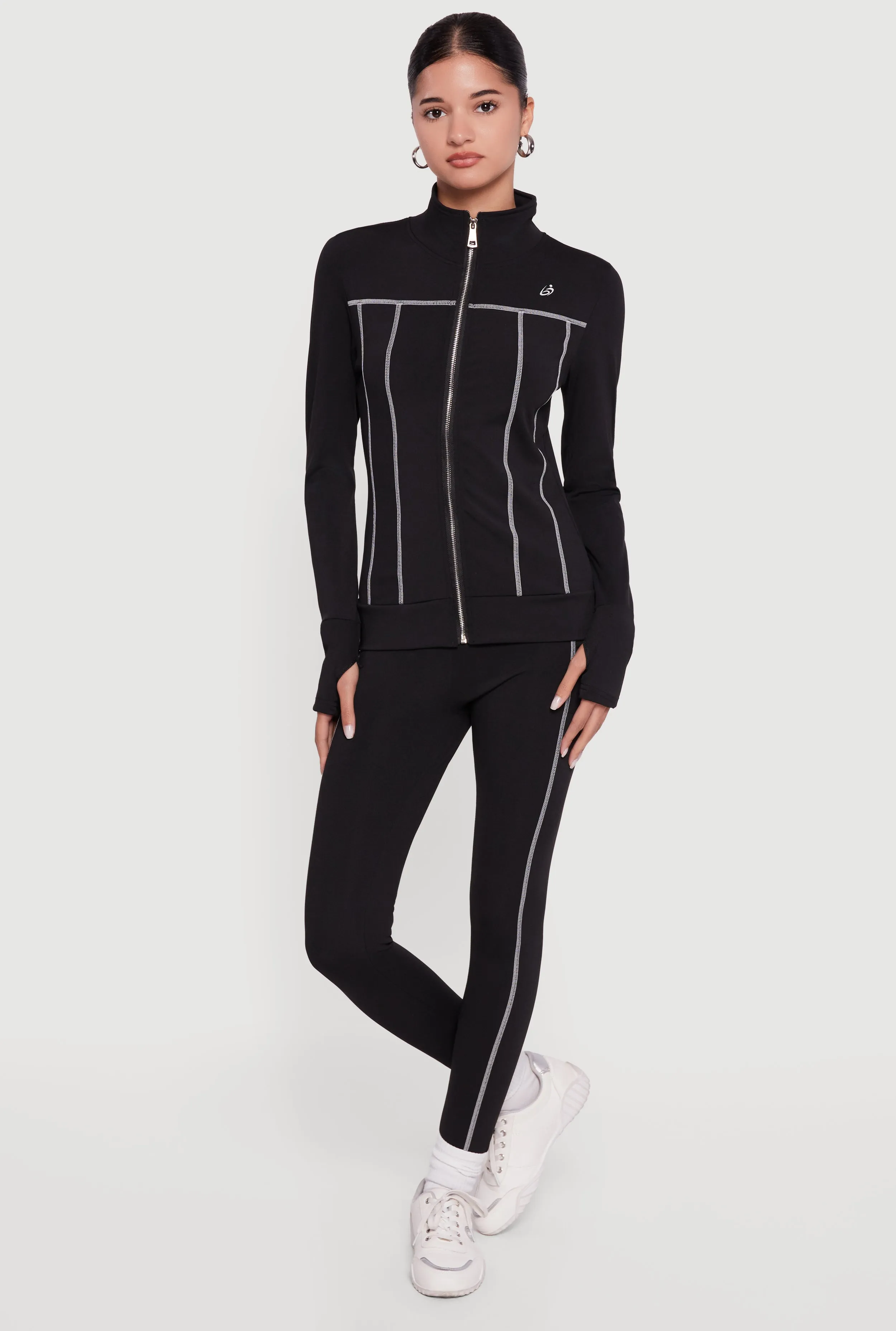 Decorative Stitch Zip Front Mock Neck Track Jacket sold by Rainbow product image thumbnail 2