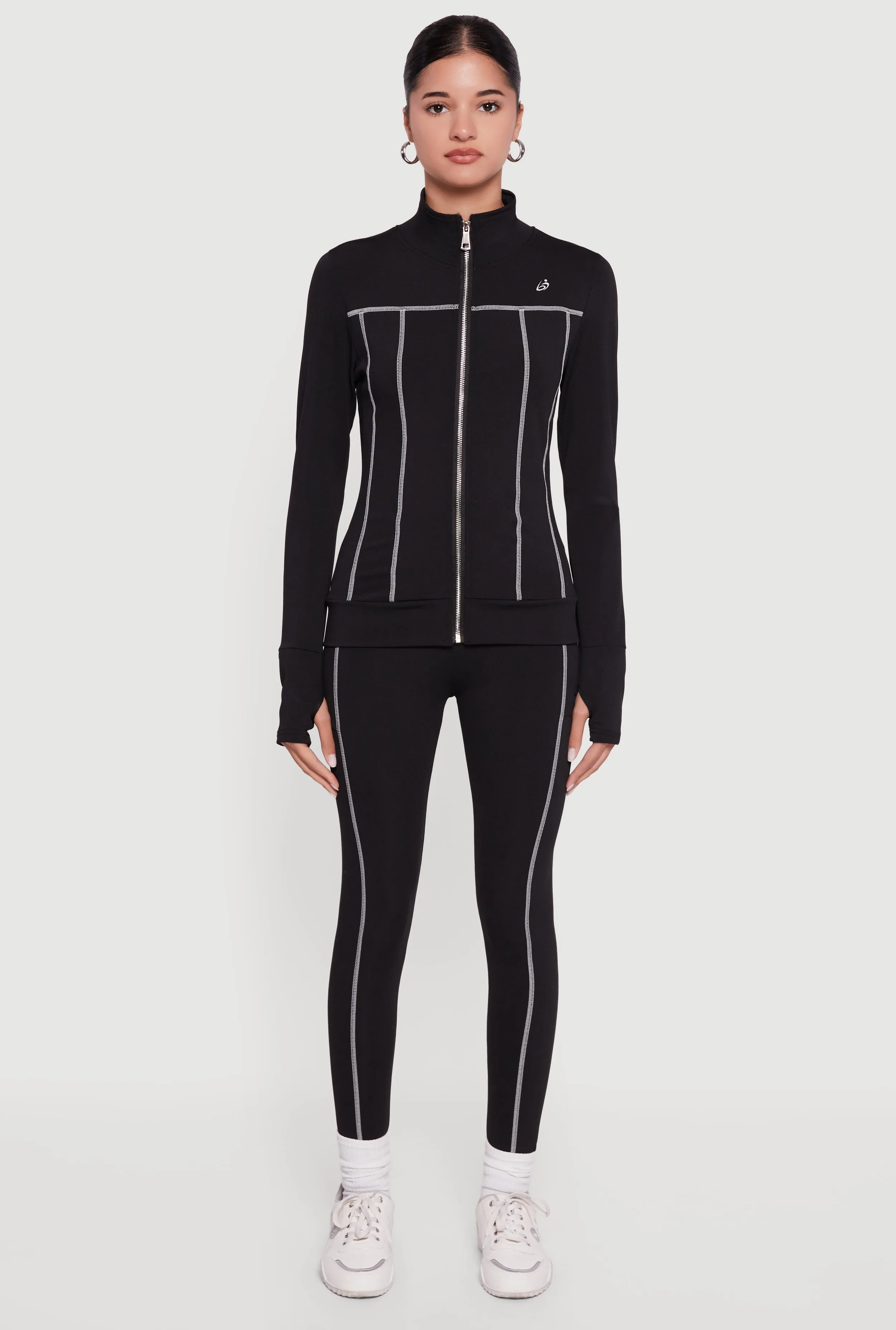 Decorative Stitch Zip Front Mock Neck Track Jacket sold by Rainbow product image thumbnail 3