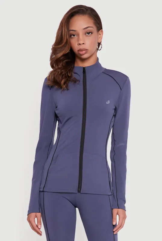 Zip Front Mock Neck Contrast Trim Track Jacket sold by Rainbow