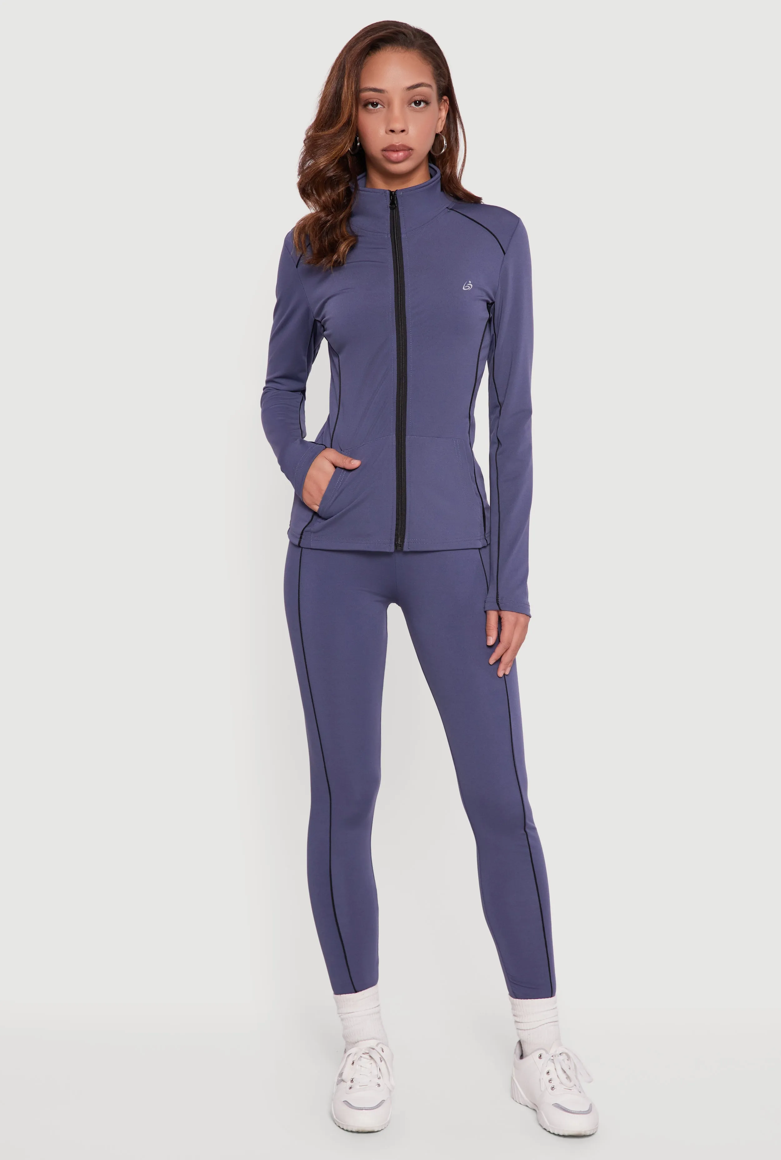 Zip Front Mock Neck Contrast Trim Track Jacket sold by Rainbow product image thumbnail 2