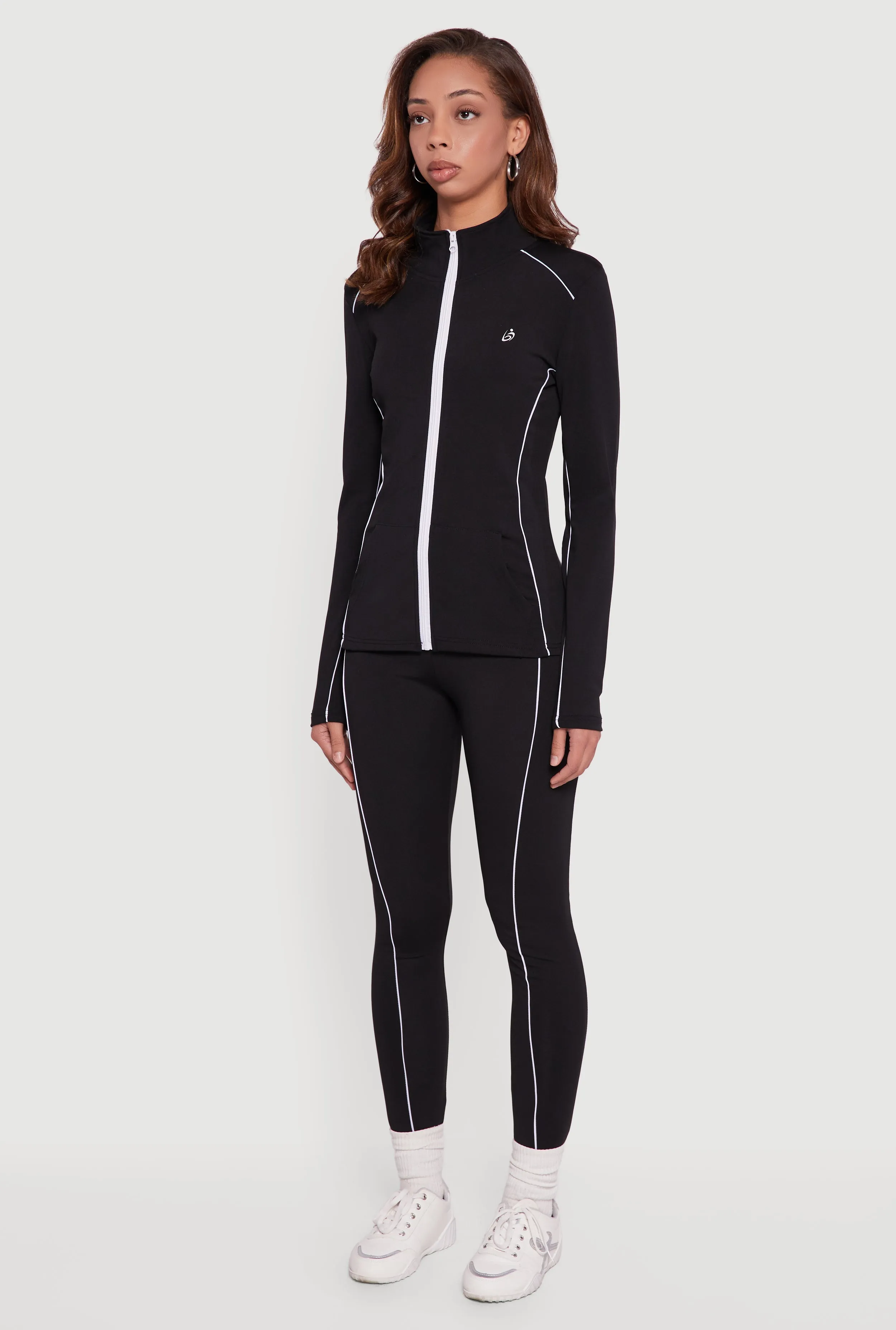 Zip Front Mock Neck Contrast Trim Track Jacket sold by Rainbow product image thumbnail 5