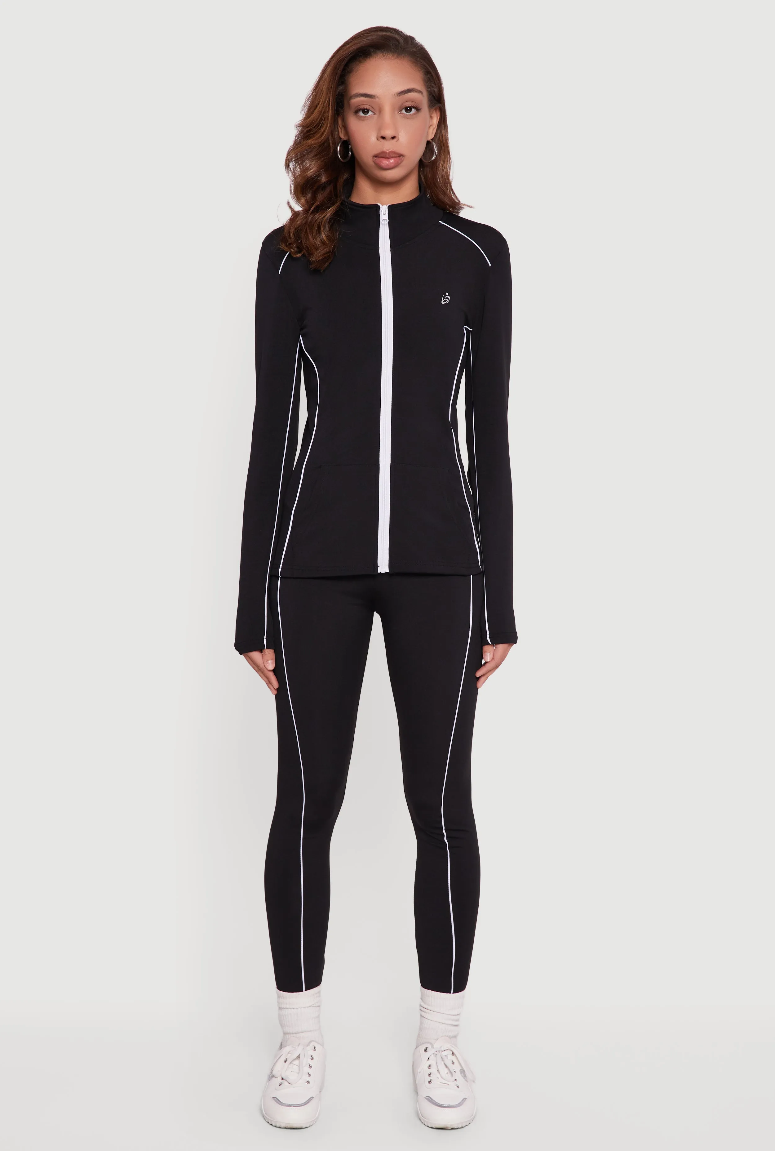 Zip Front Mock Neck Contrast Trim Track Jacket sold by Rainbow product image thumbnail 3