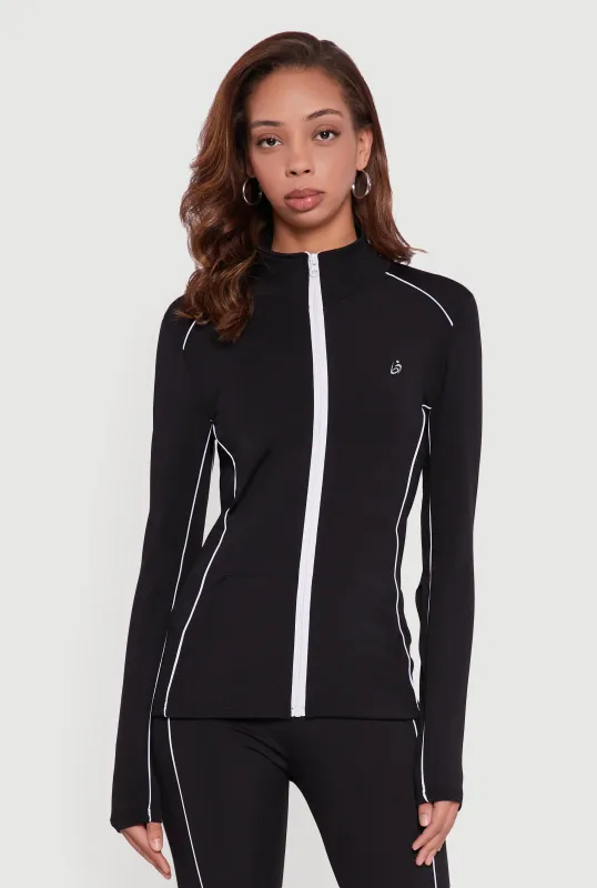 Zip Front Mock Neck Contrast Trim Track Jacket sold by Rainbow