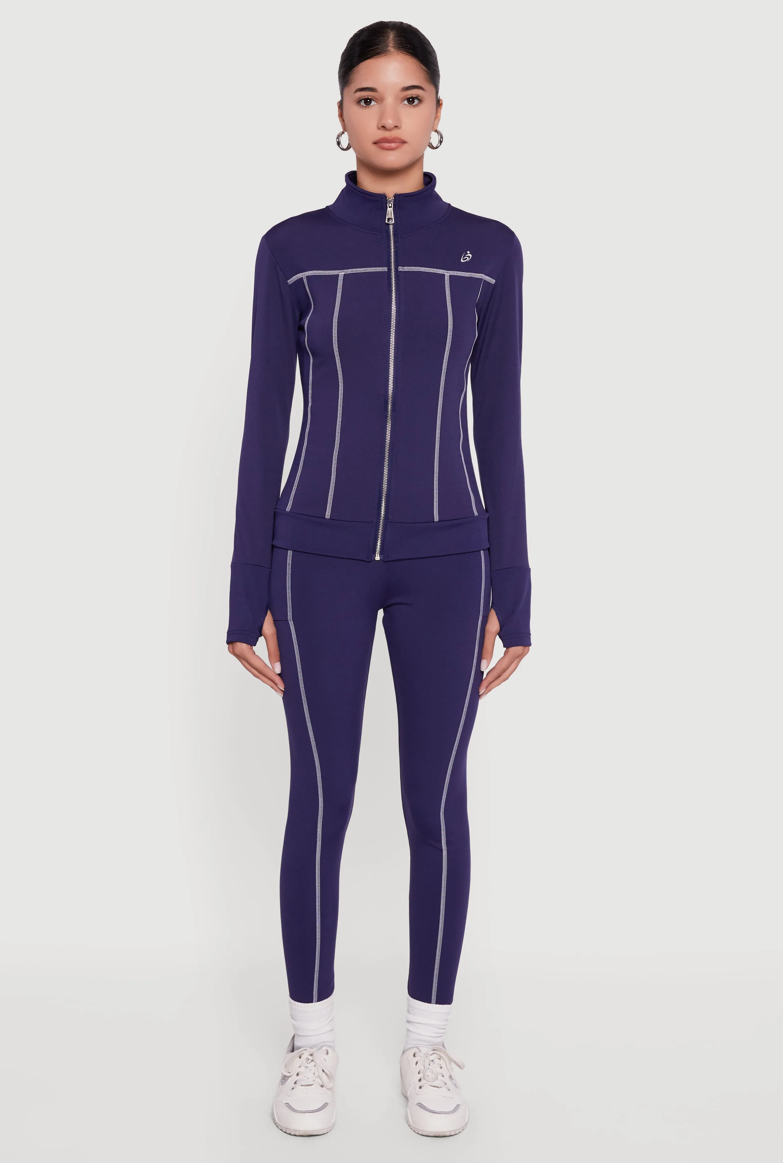 Decorative Stitch Zip Front Mock Neck Track Jacket sold by Rainbow product image thumbnail 3