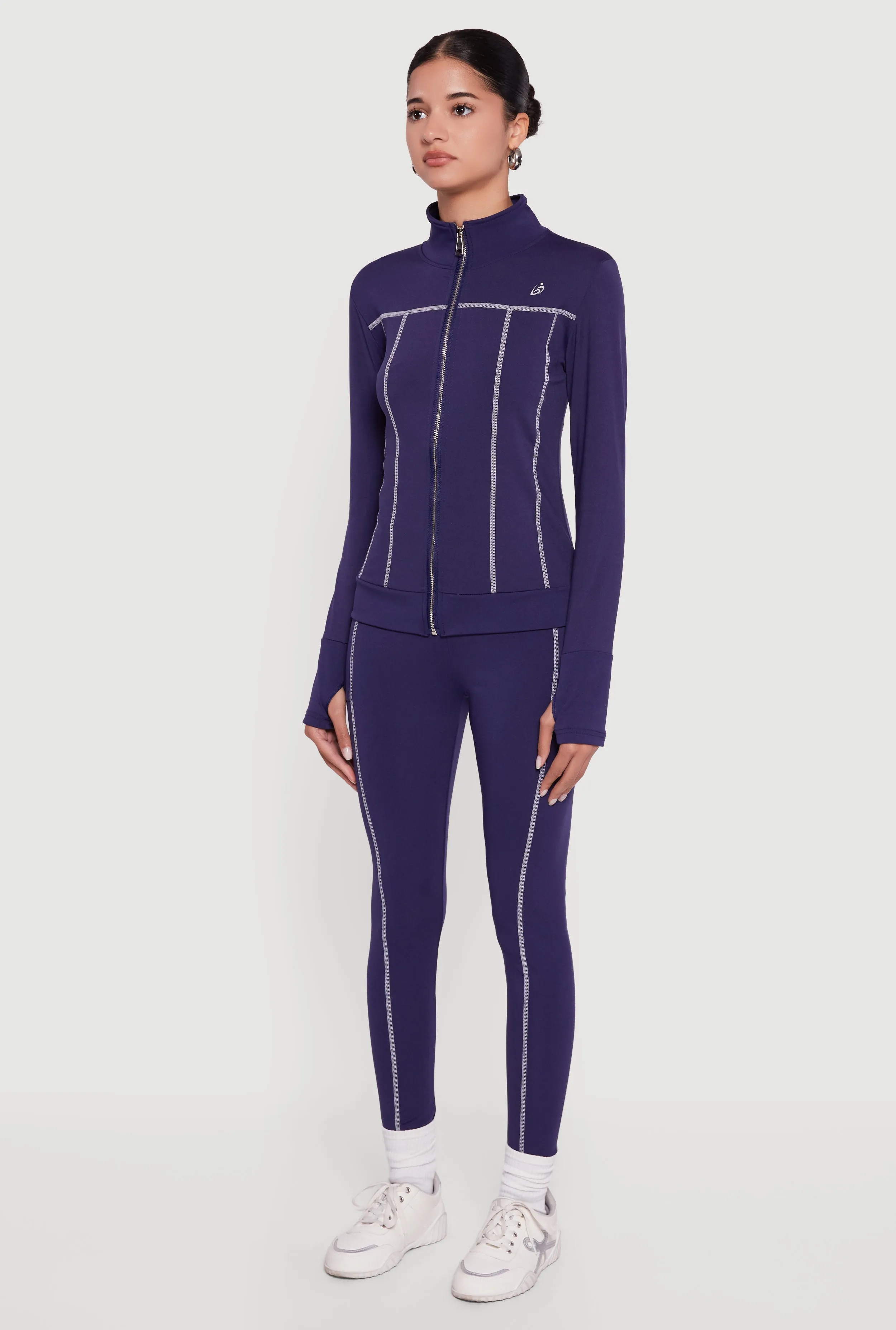 Decorative Stitch Zip Front Mock Neck Track Jacket sold by Rainbow product image thumbnail 5