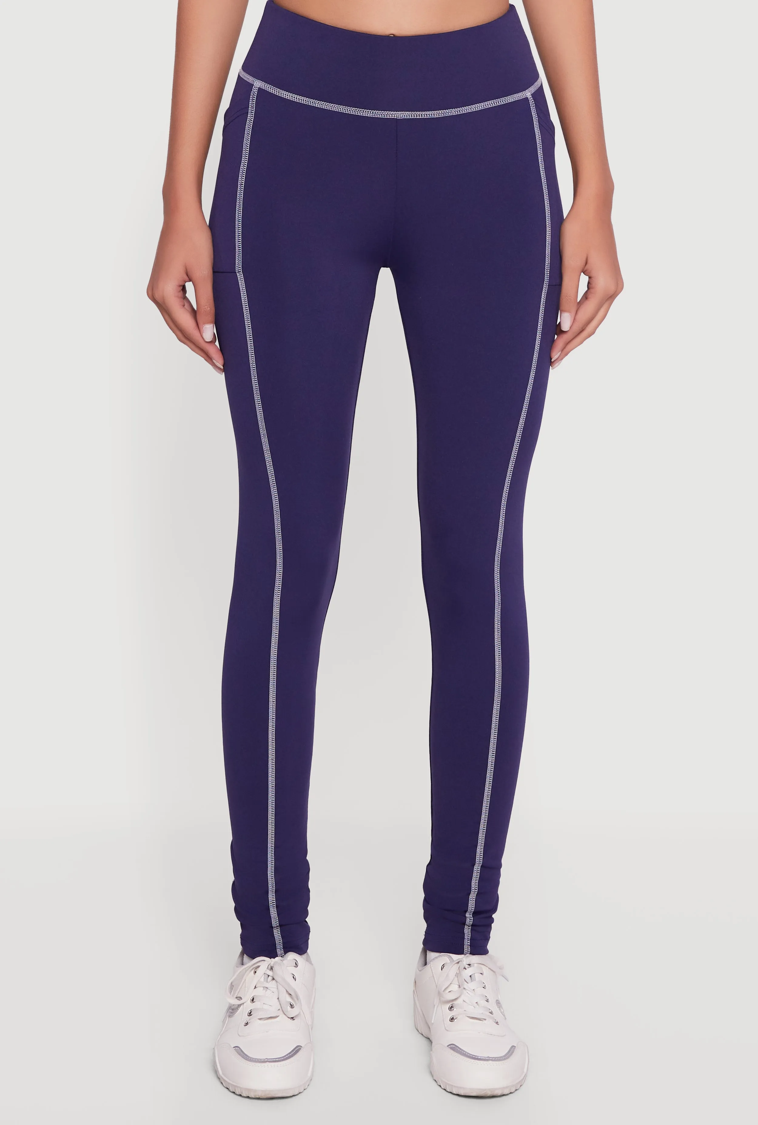 High Waisted Contrast Trim Decorative Stitch Leggings sold by Rainbow product image thumbnail 3