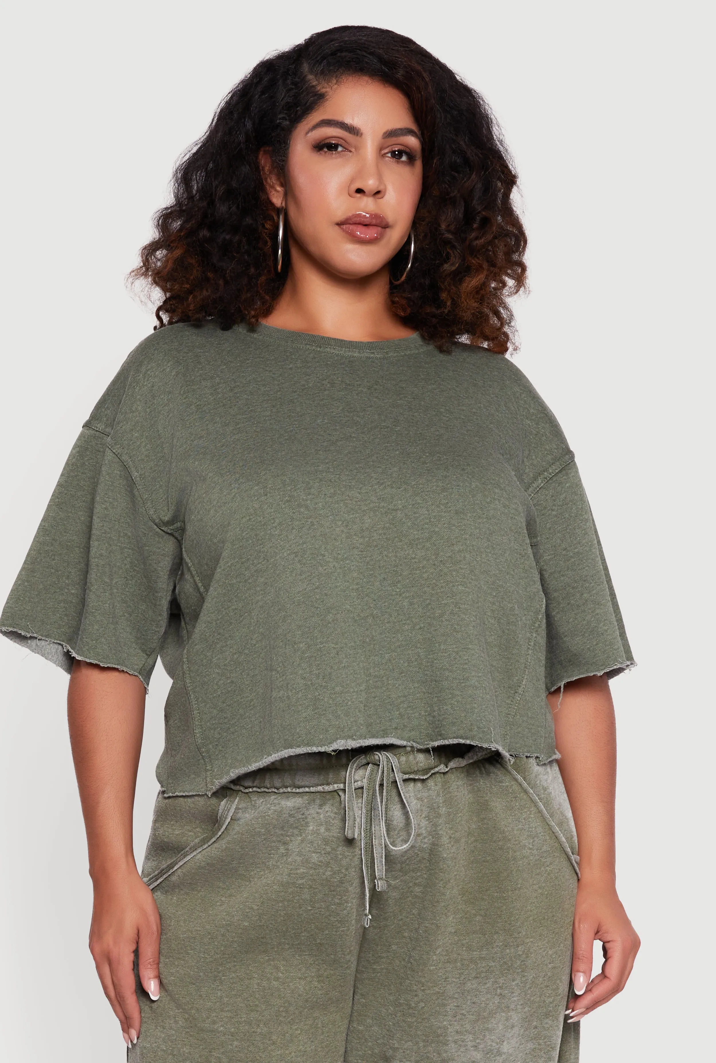 Plus Size Mineral Wash Fleece Pintuck Tee sold by Rainbow product image thumbnail 2