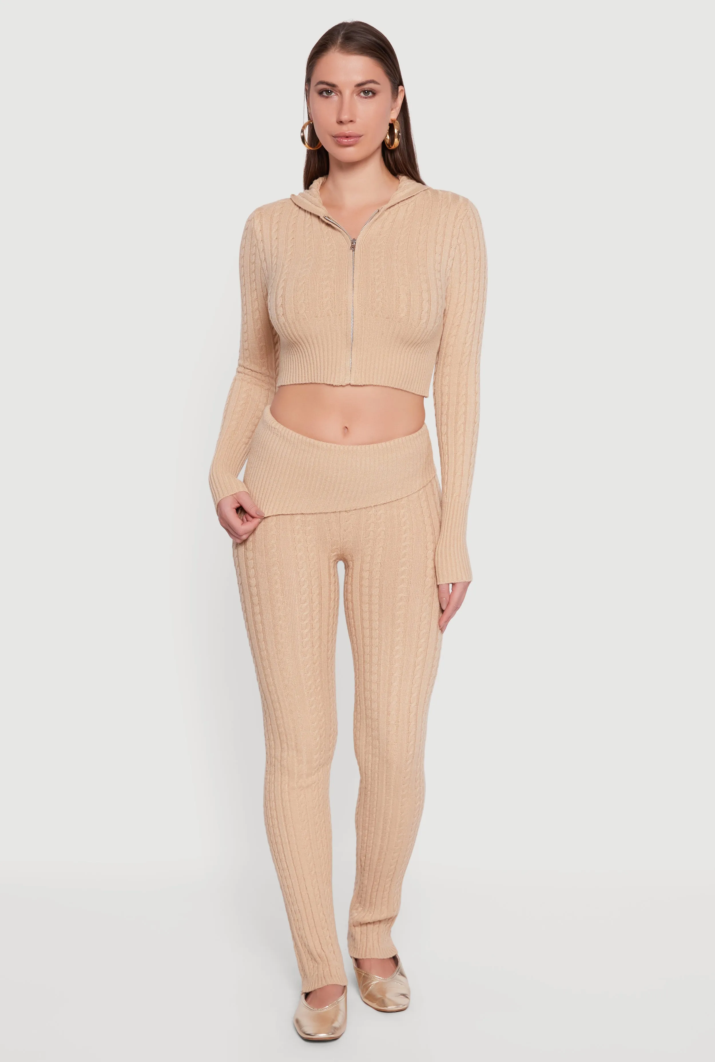 Cable Knit Asymmetrical Fold Over Pants sold by Rainbow product image thumbnail 3