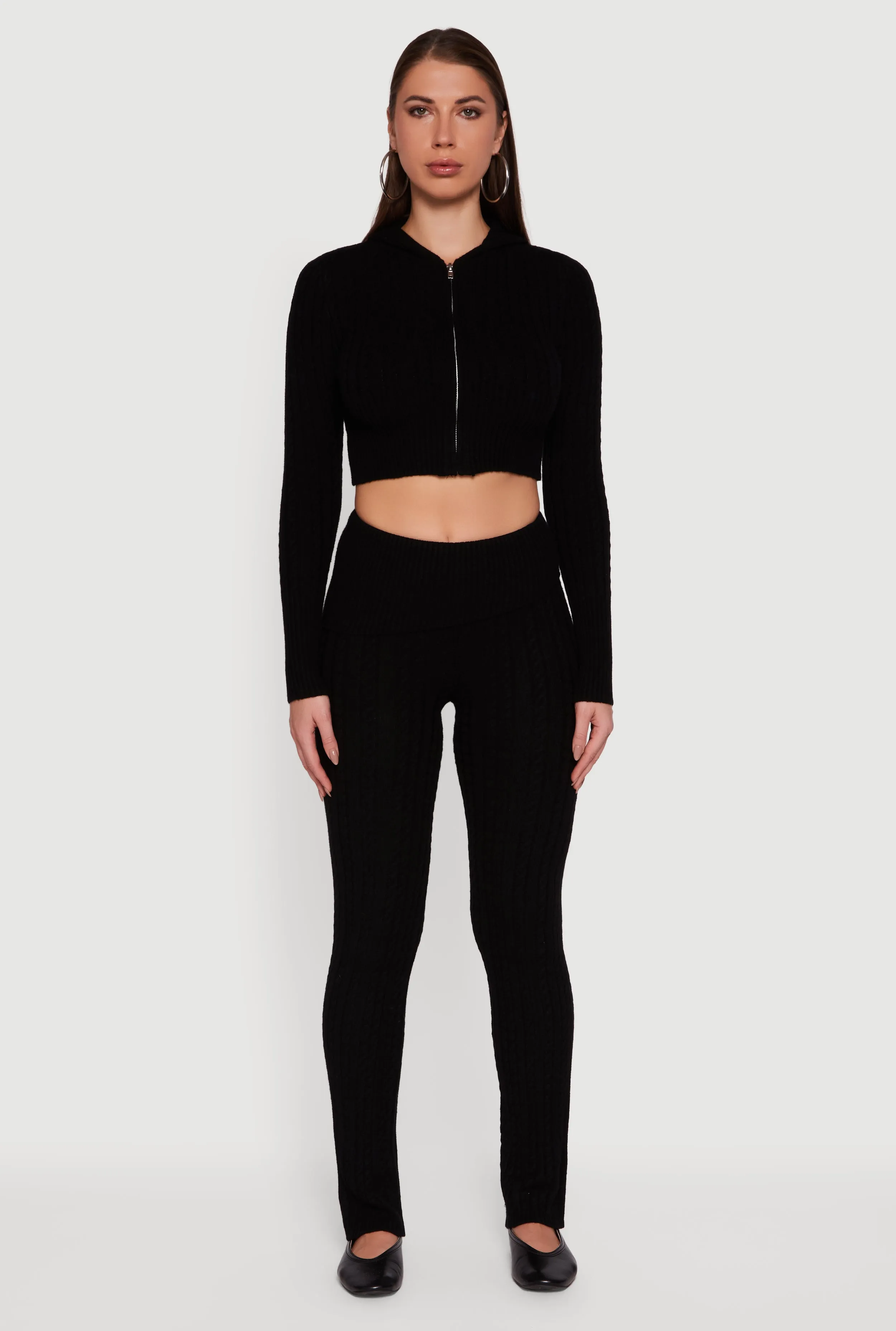 Cable Knit Asymmetrical Fold Over Pants sold by Rainbow