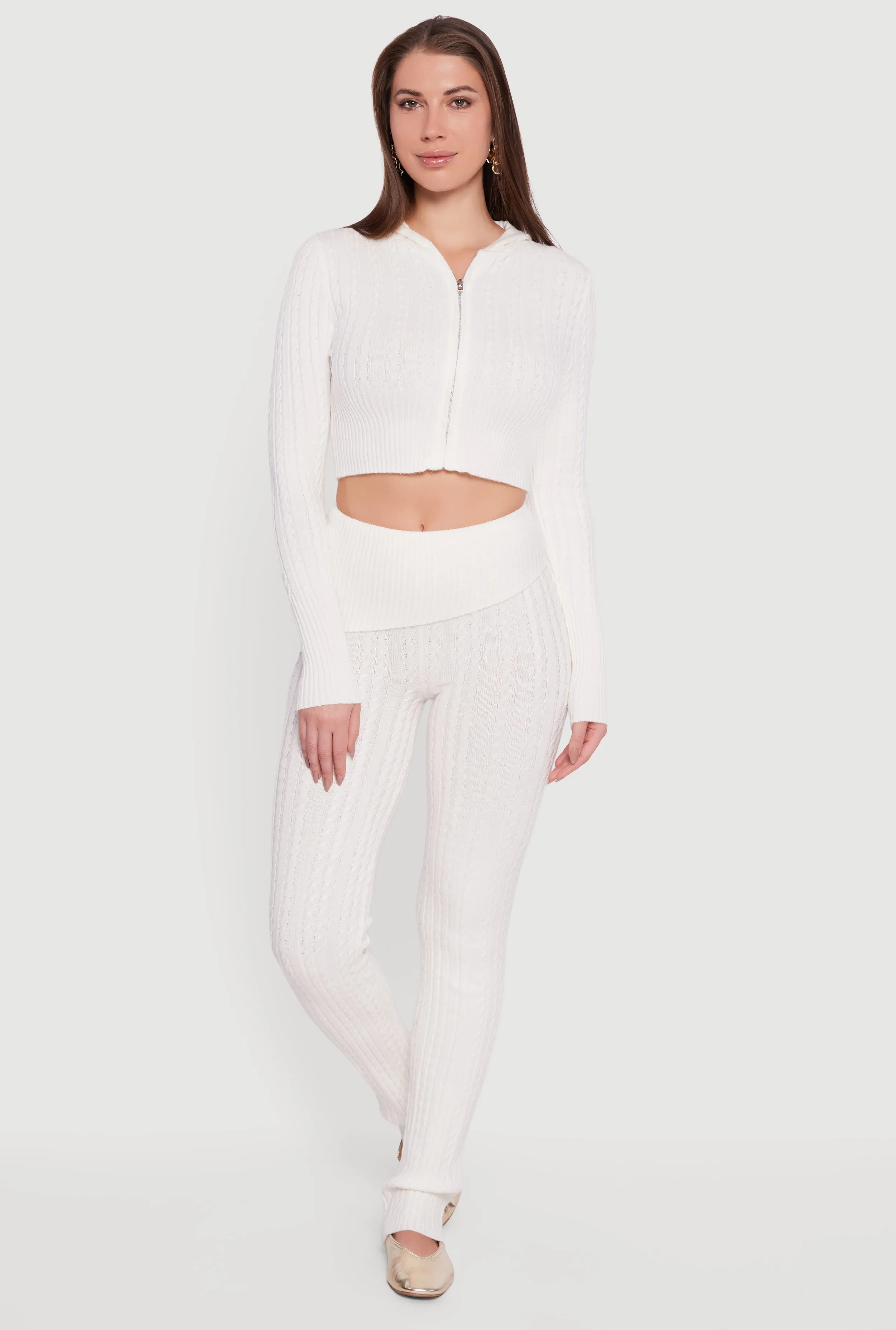 Cable Knit Asymmetrical Fold Over Pants sold by Rainbow product image thumbnail 2