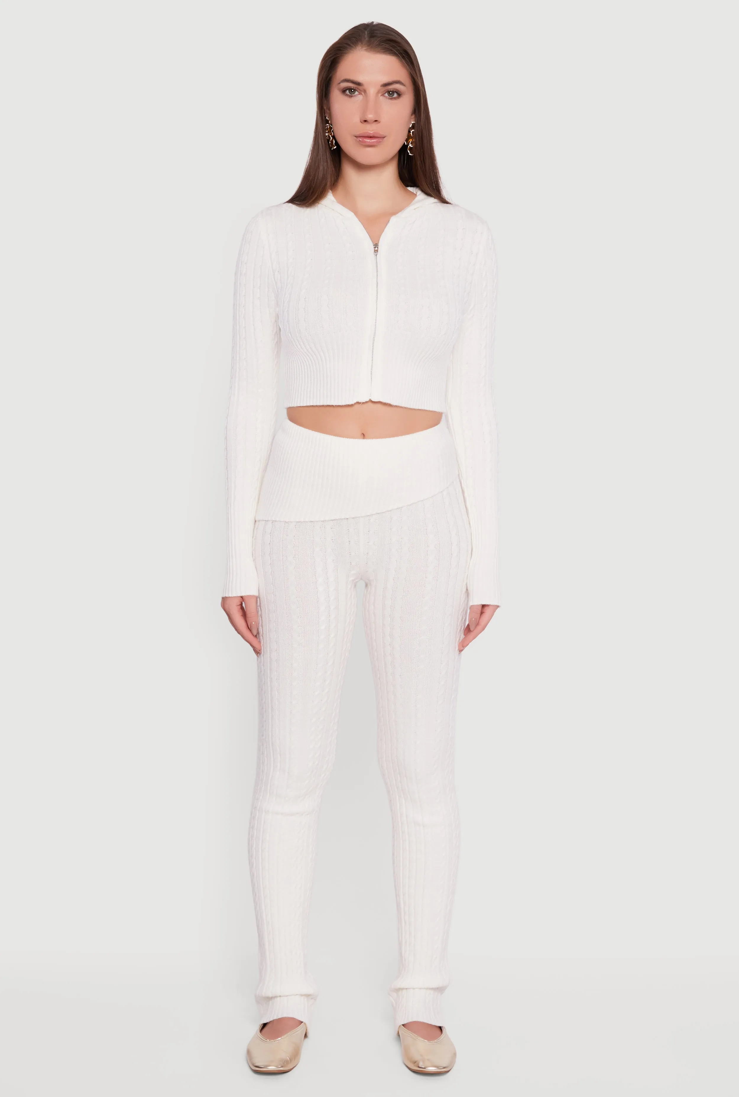 Cable Knit Asymmetrical Fold Over Pants sold by Rainbow product image thumbnail 2