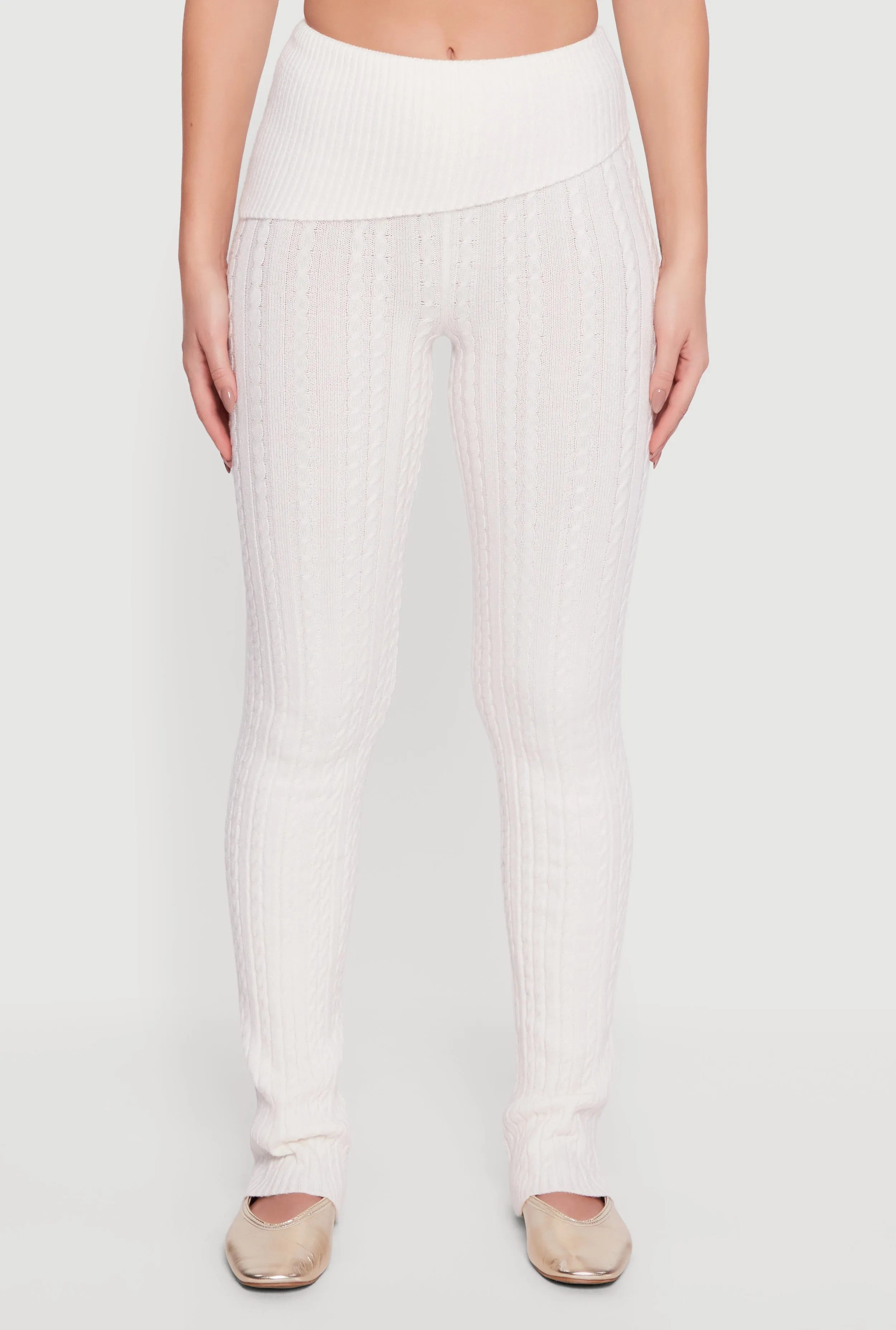 Cable Knit Asymmetrical Fold Over Pants sold by Rainbow product image thumbnail 3