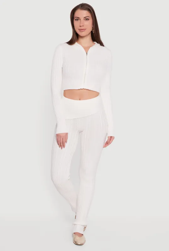 Cable Knit Asymmetrical Fold Over Pants sold by Rainbow