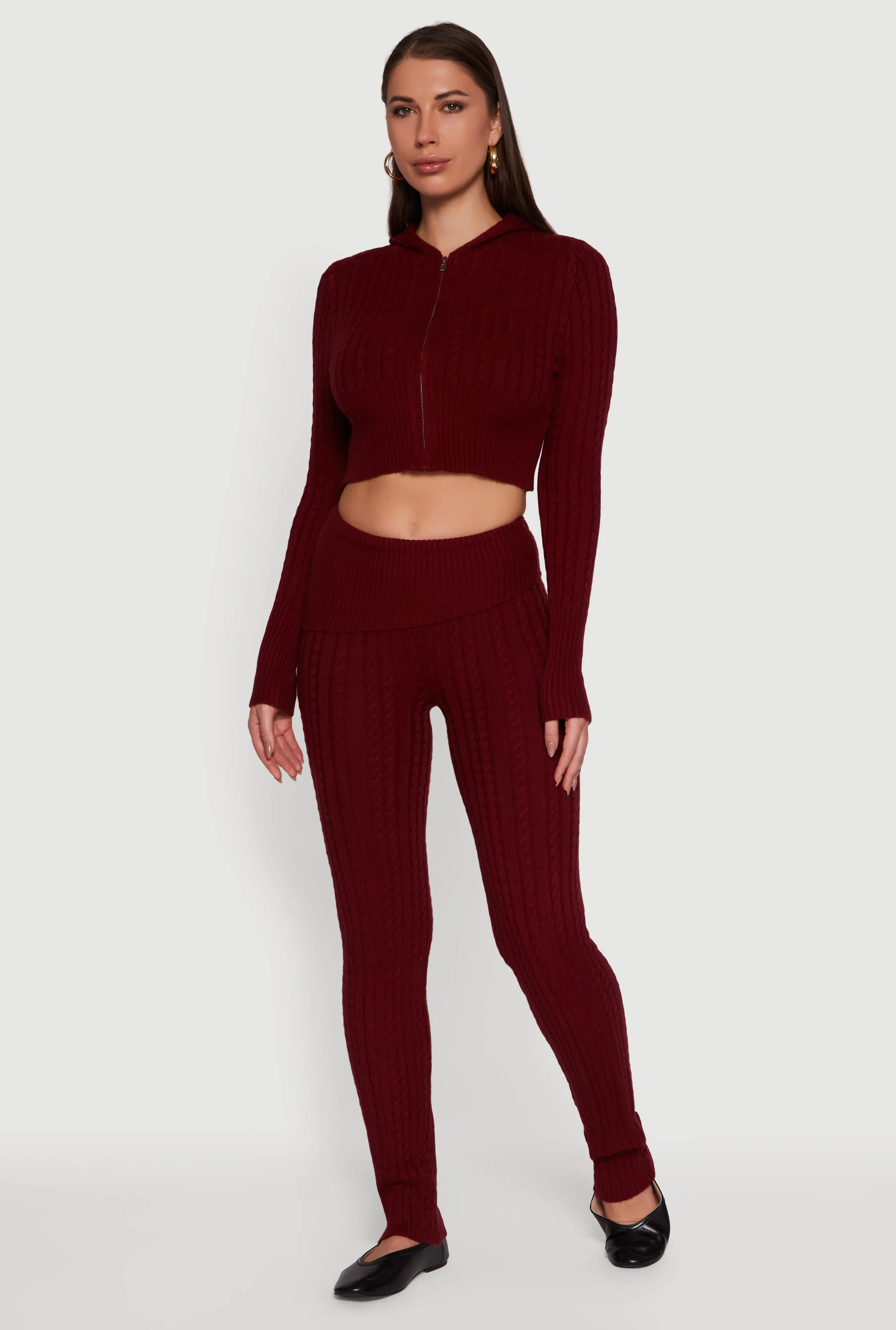 Cable Knit Asymmetrical Fold Over Pants sold by Rainbow product image thumbnail 2