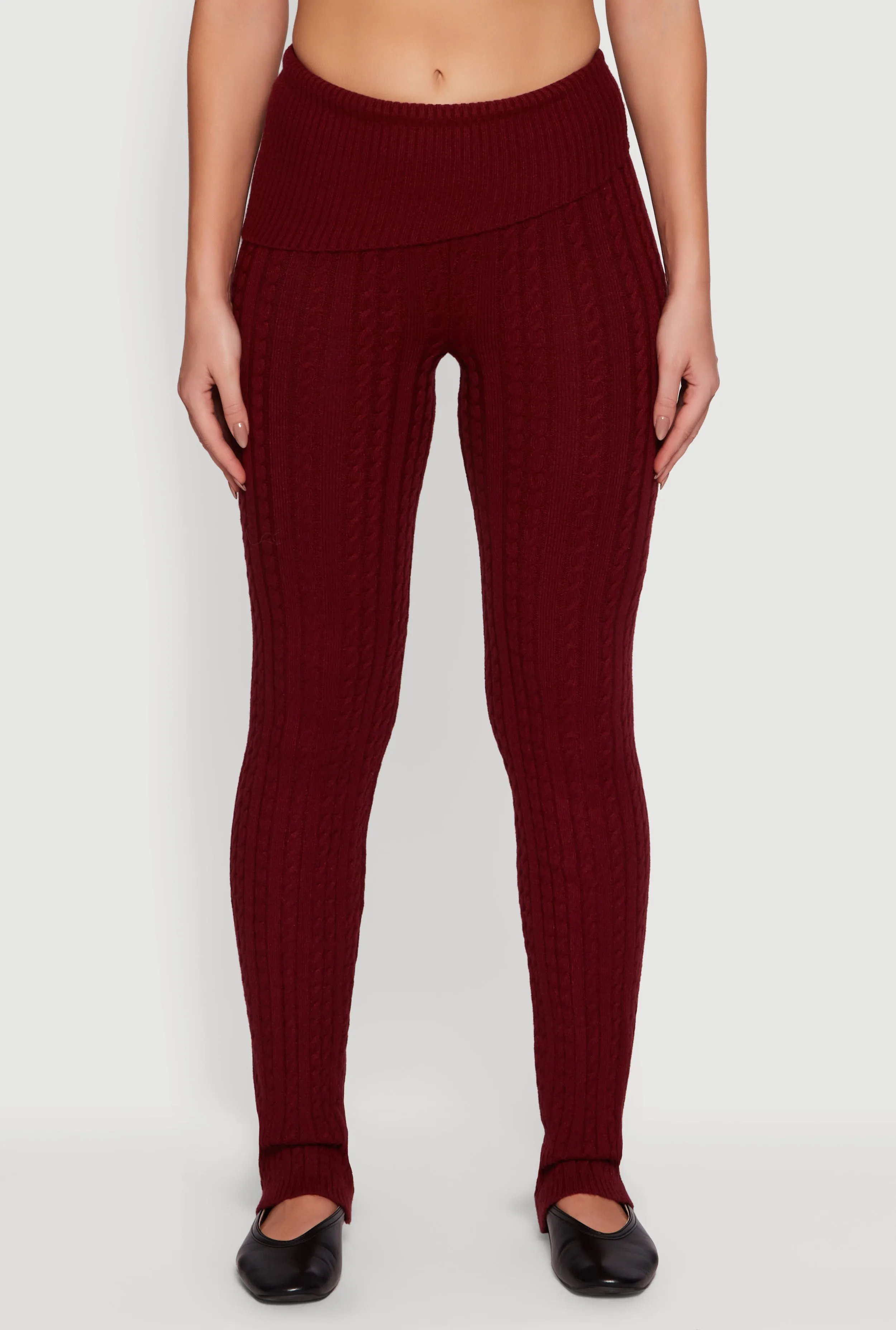 Cable Knit Asymmetrical Fold Over Pants sold by Rainbow product image thumbnail 3