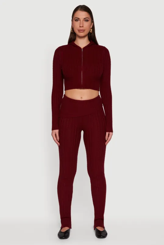 Cable Knit Asymmetrical Fold Over Pants sold by Rainbow