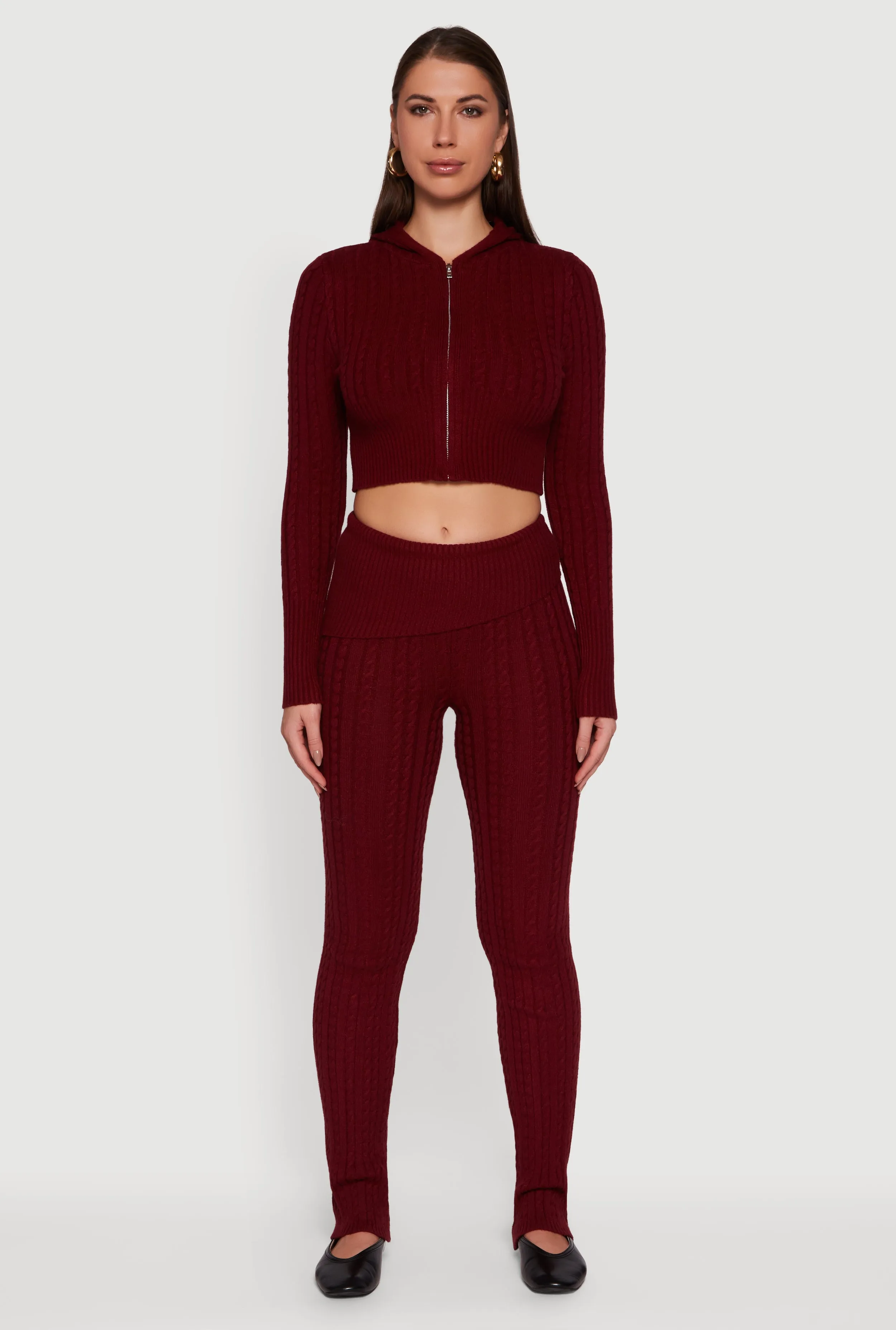 Cable Knit Asymmetrical Fold Over Pants sold by Rainbow