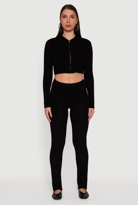 Cable Knit Asymmetrical Fold Over Pants sold by Rainbow