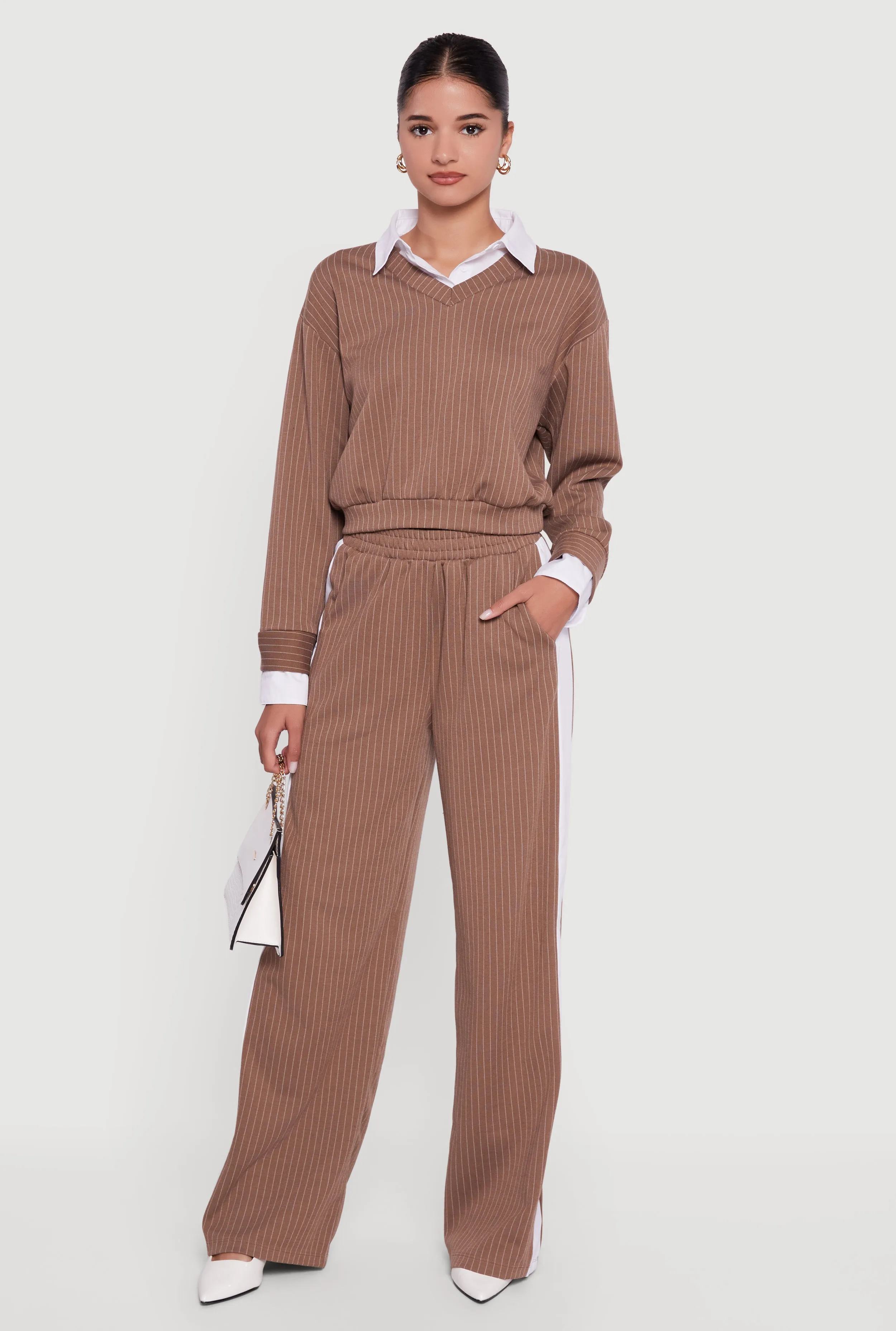 Pinstripe Ponte Side Stripe Pull On Pants sold by Rainbow product image thumbnail 2
