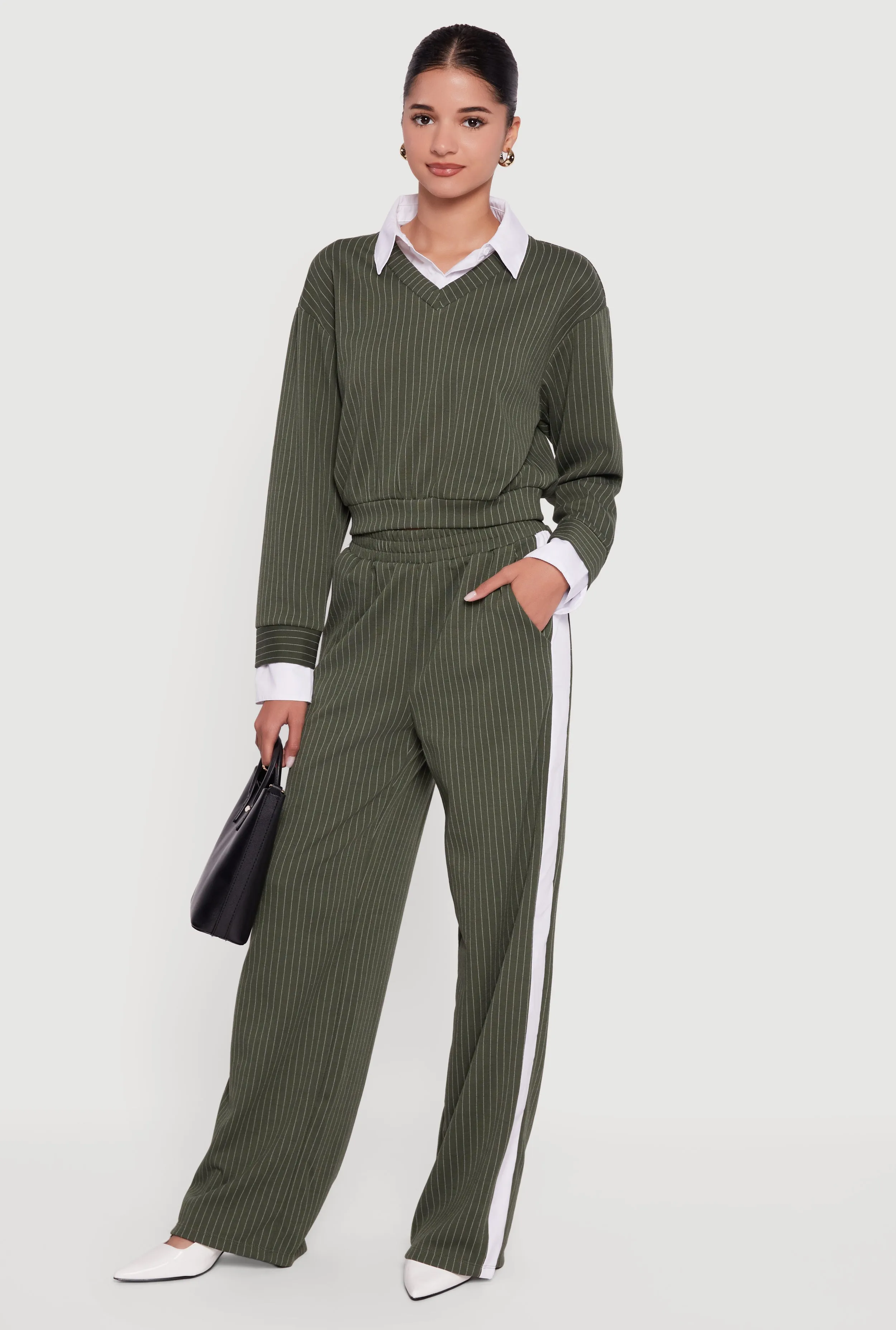 Pinstripe Ponte Side Stripe Pull On Pants sold by Rainbow product image thumbnail 3
