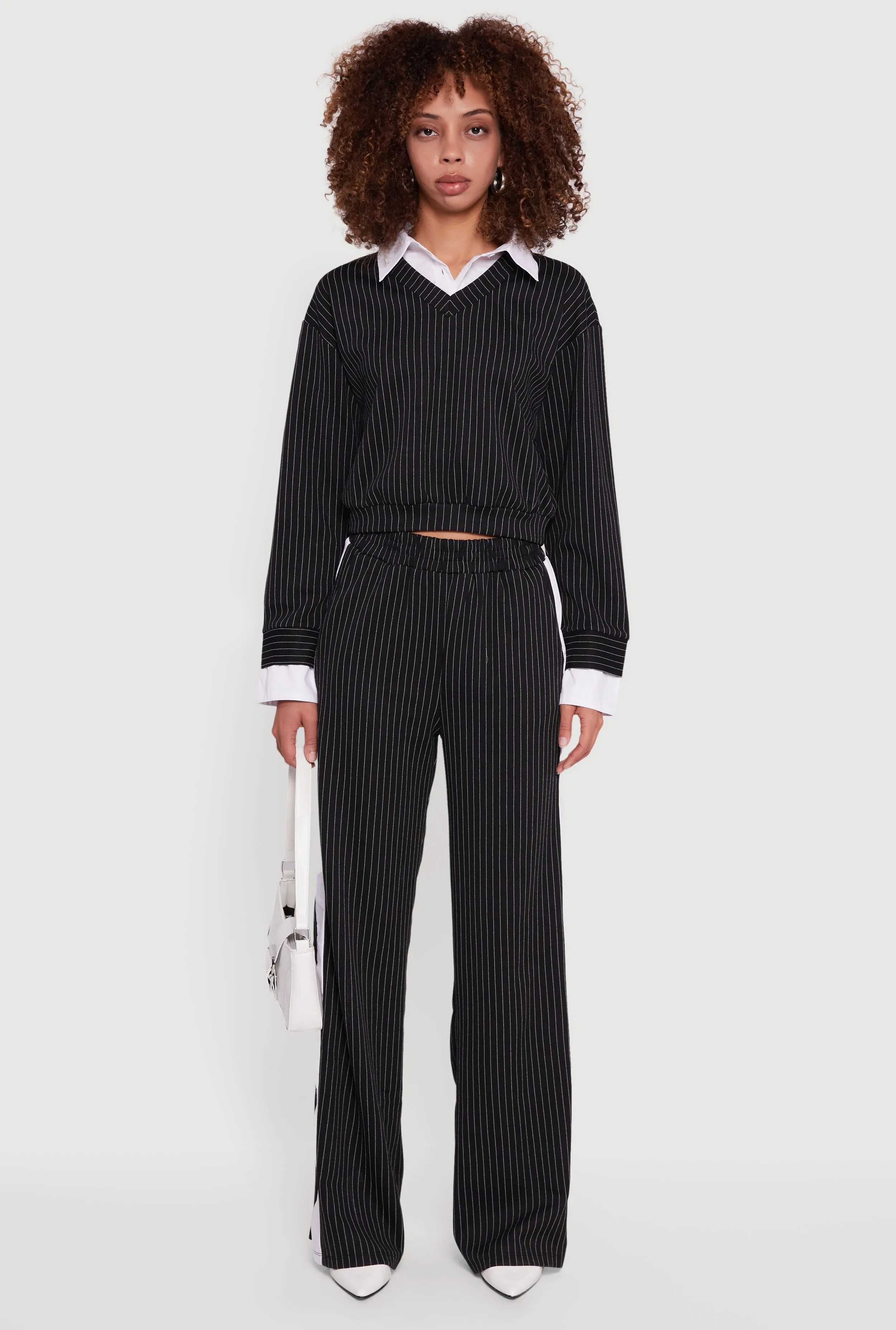 Pinstripe Ponte Side Stripe Pull On Pants sold by Rainbow product image thumbnail 2