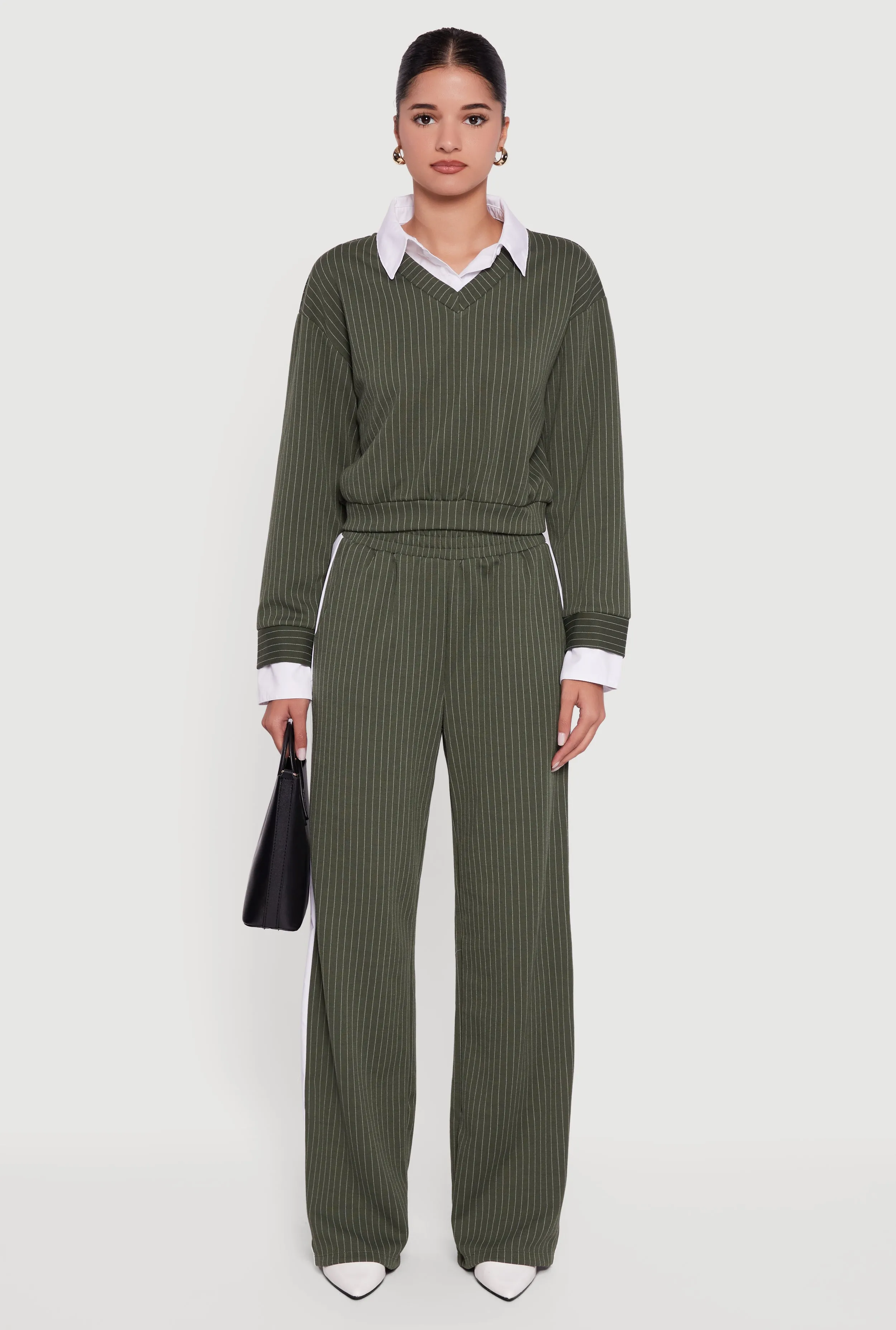 Pinstripe Ponte Side Stripe Pull On Pants sold by Rainbow product image thumbnail 2