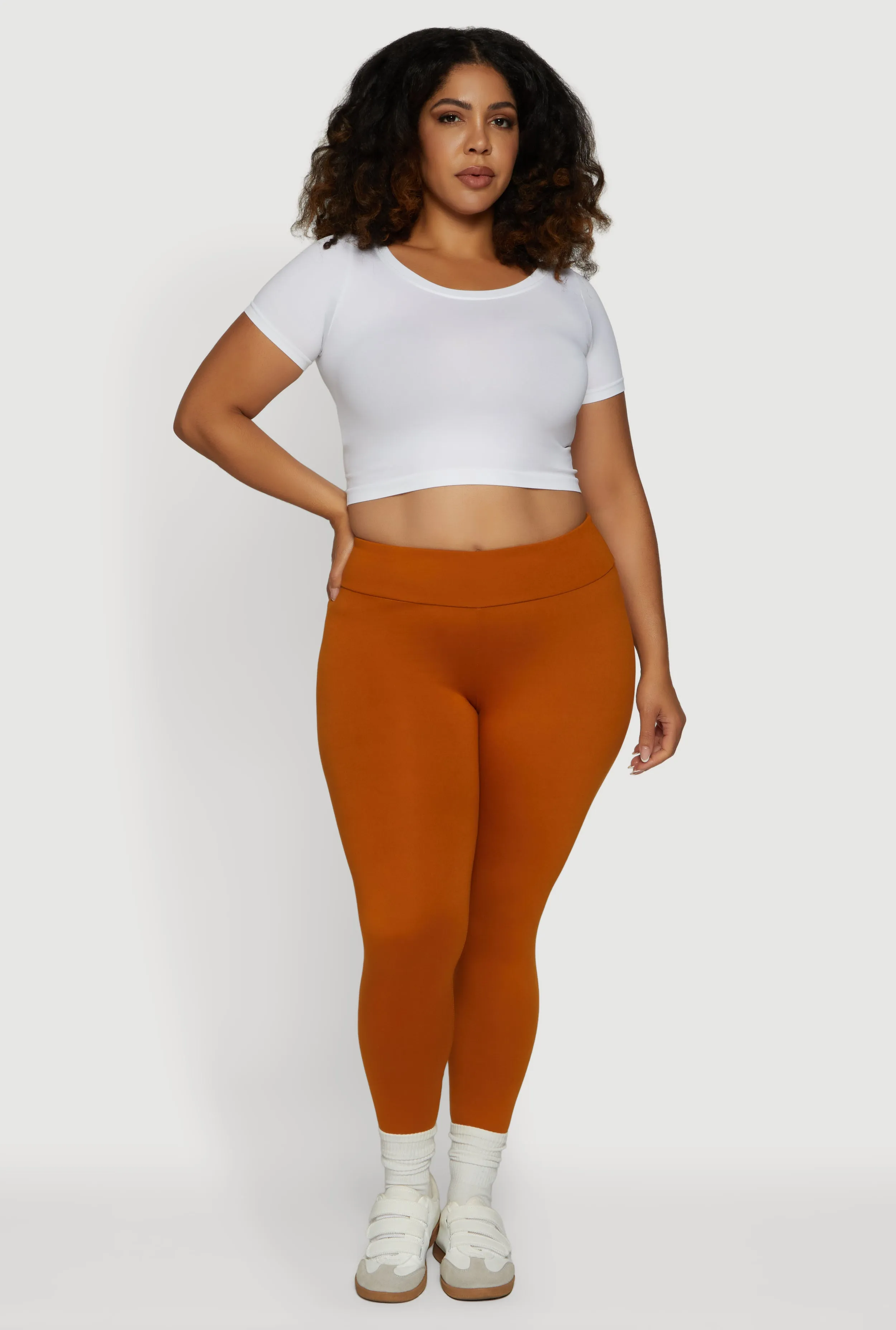Plus Size Fleece Lined Soft Knit High Waisted Leggings sold by Rainbow product image thumbnail 3