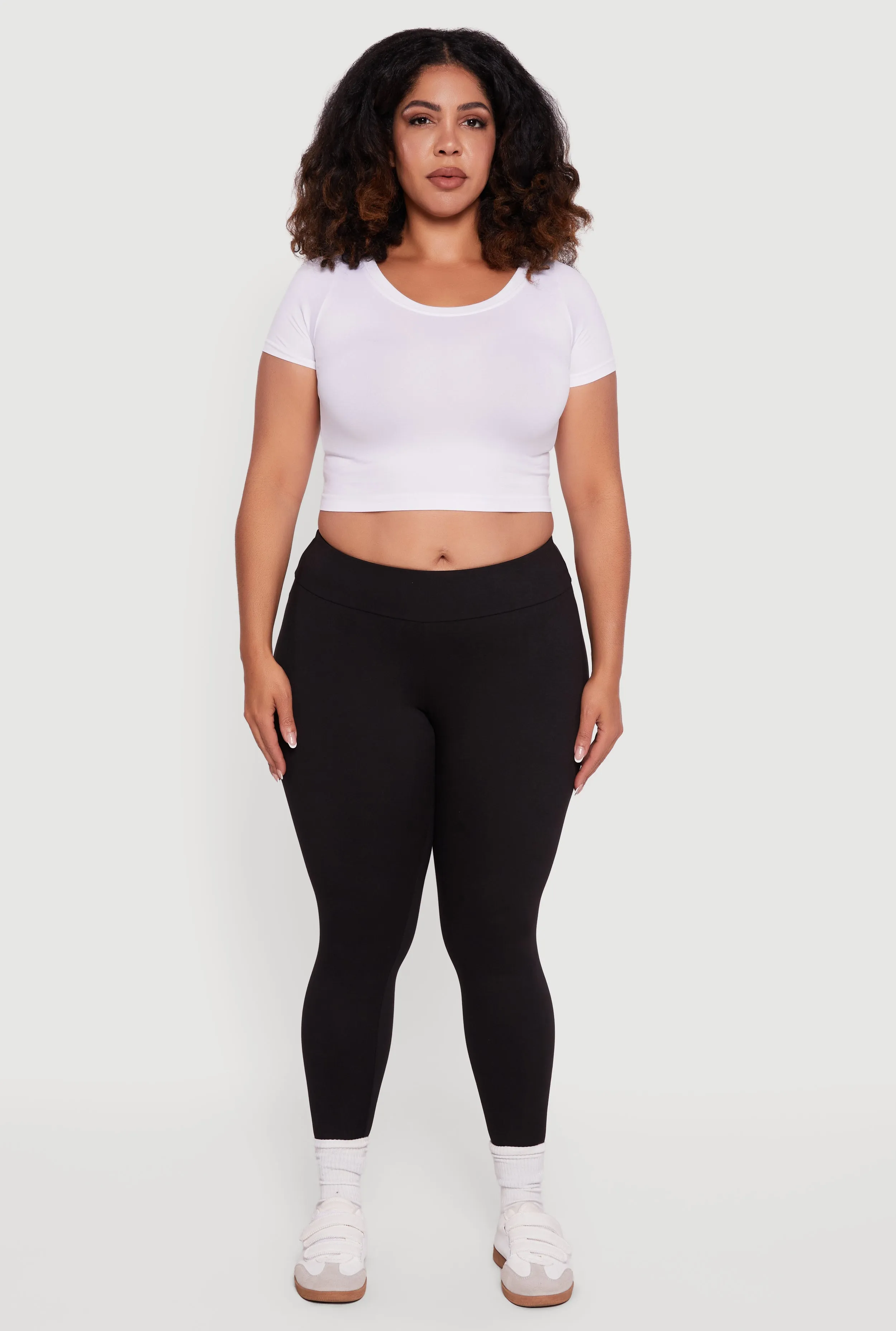 Plus Size Fleece Lined Soft Knit High Waisted Leggings sold by Rainbow