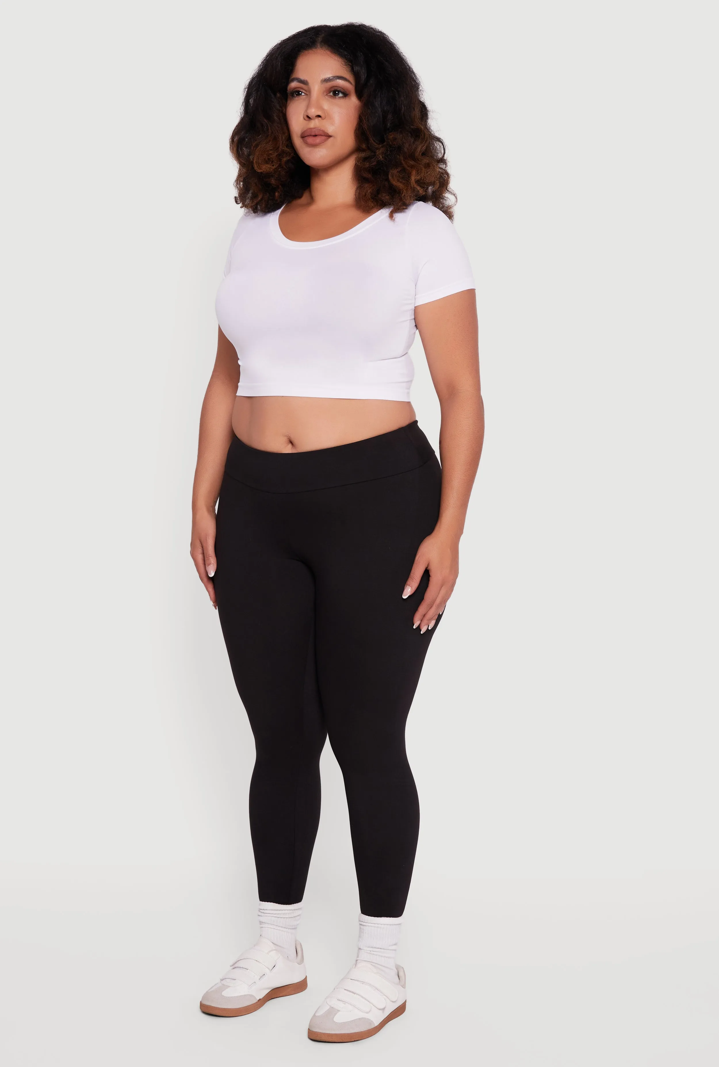 Plus Size Fleece Lined Soft Knit High Waisted Leggings sold by Rainbow product image thumbnail 3