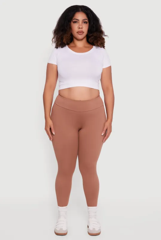 Plus Size Fleece Lined Soft Knit High Waisted Leggings sold by Rainbow