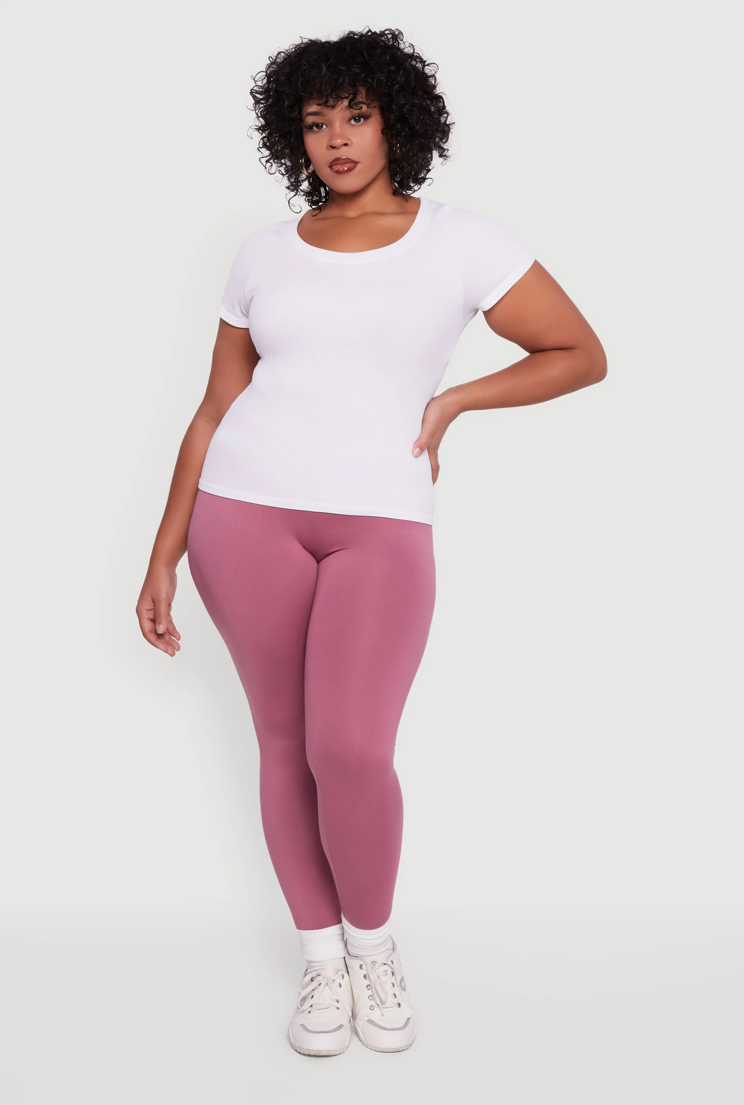 Plus Size Fleece Lined Soft Knit High Waisted Leggings sold by Rainbow product image thumbnail 2