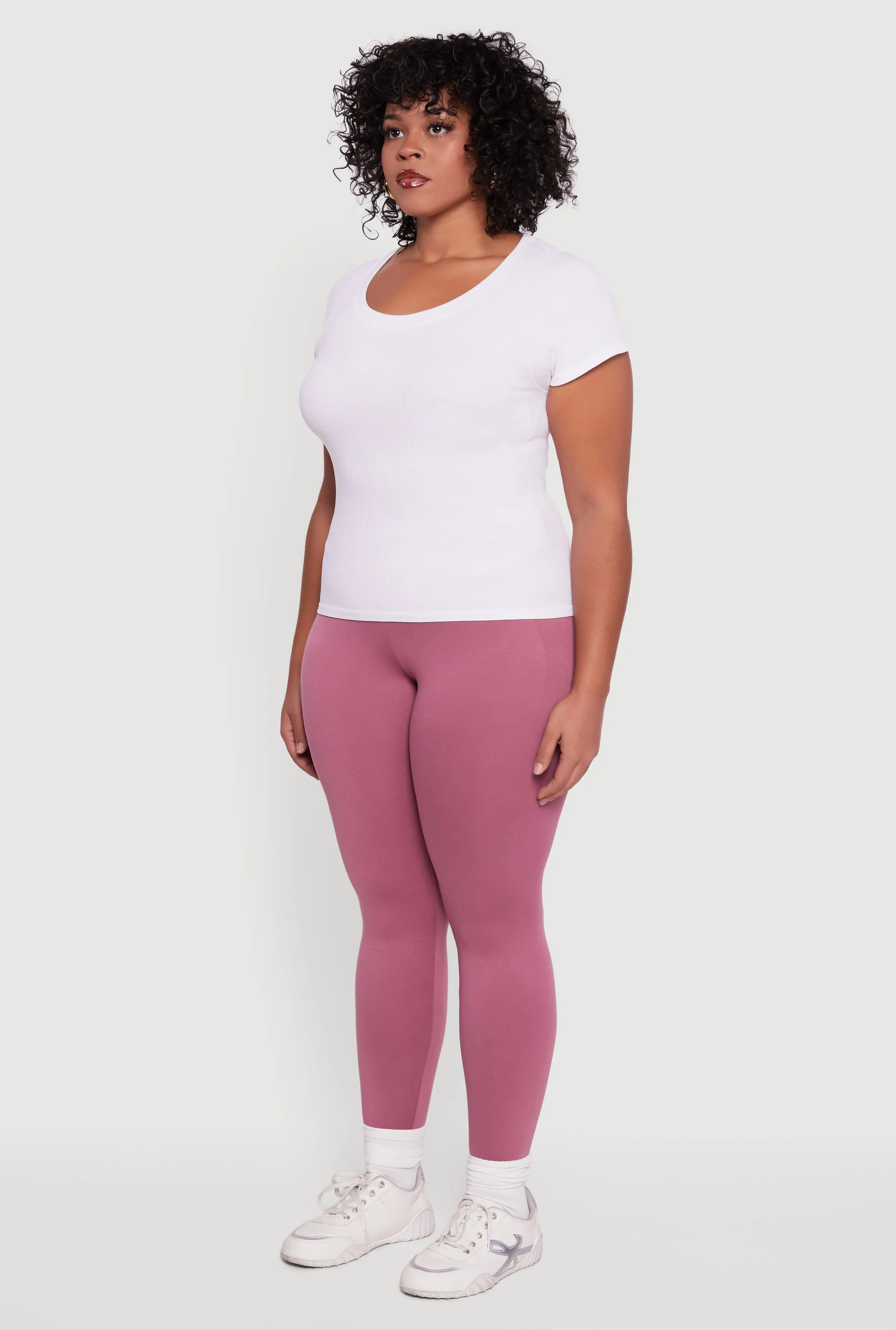 Plus Size Fleece Lined Soft Knit High Waisted Leggings sold by Rainbow product image thumbnail 3