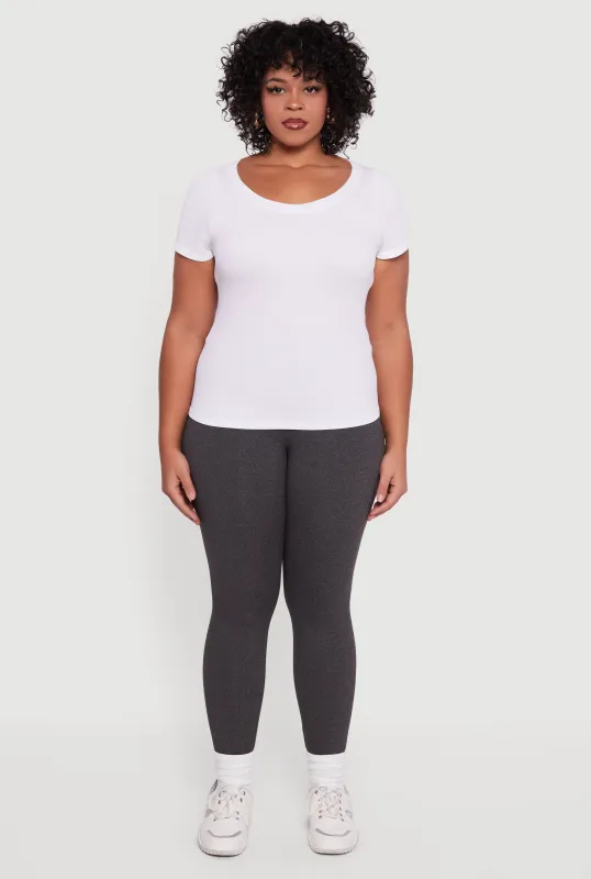 Plus Size Fleece Lined Soft Knit High Waisted Leggings sold by Rainbow