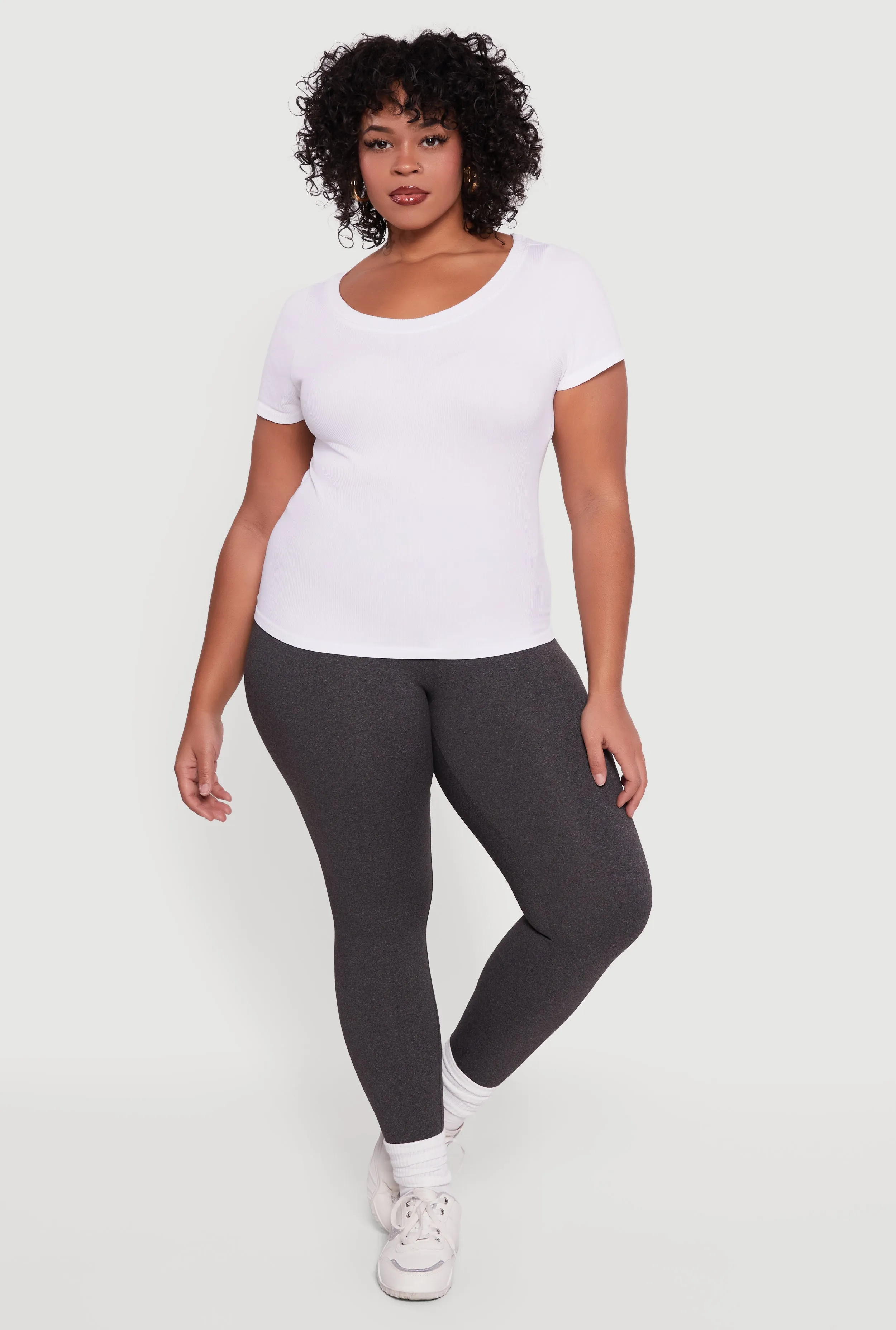 Plus Size Fleece Lined Soft Knit High Waisted Leggings sold by Rainbow product image thumbnail 2