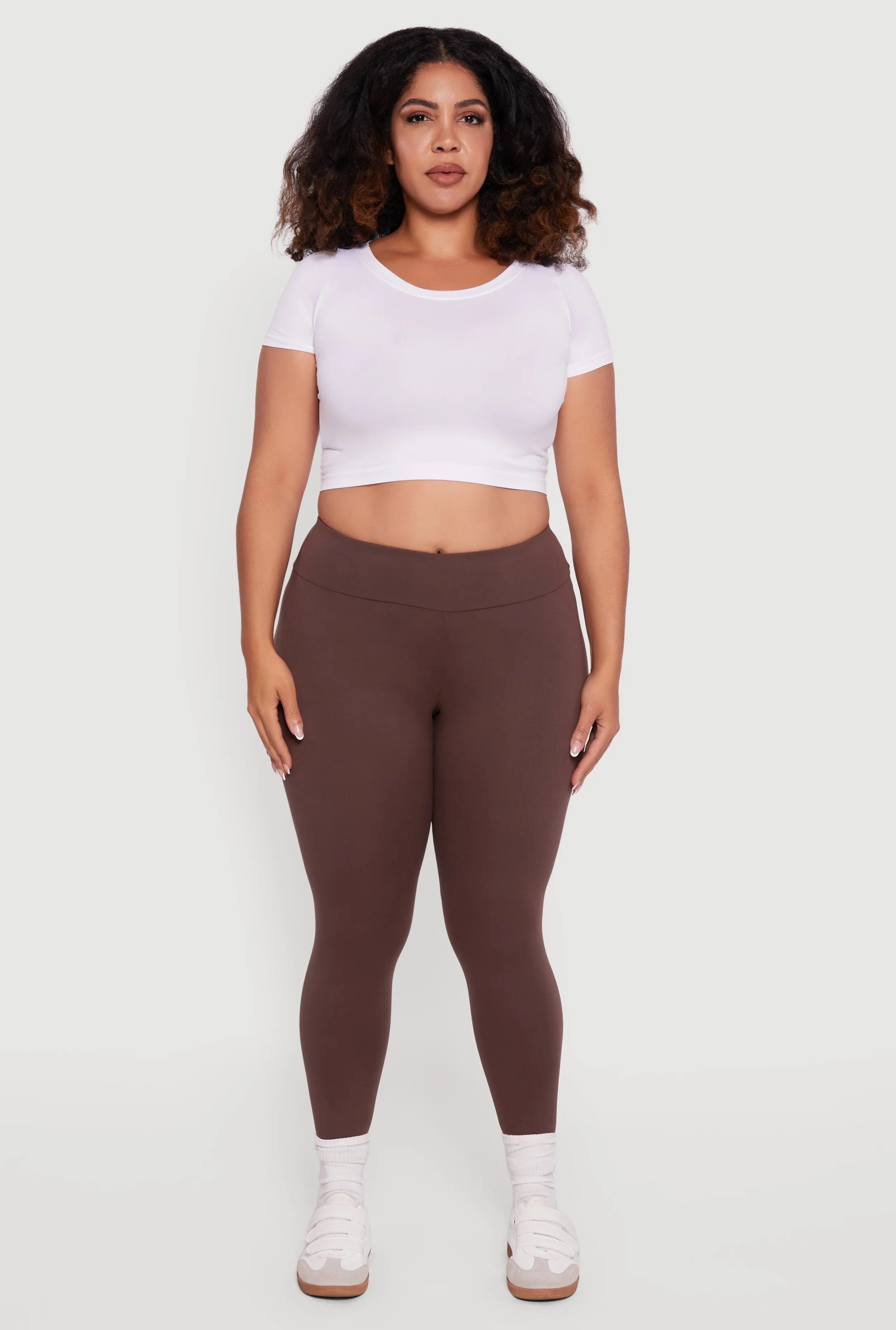 Plus Size Fleece Lined Soft Knit High Waisted Leggings sold by Rainbow