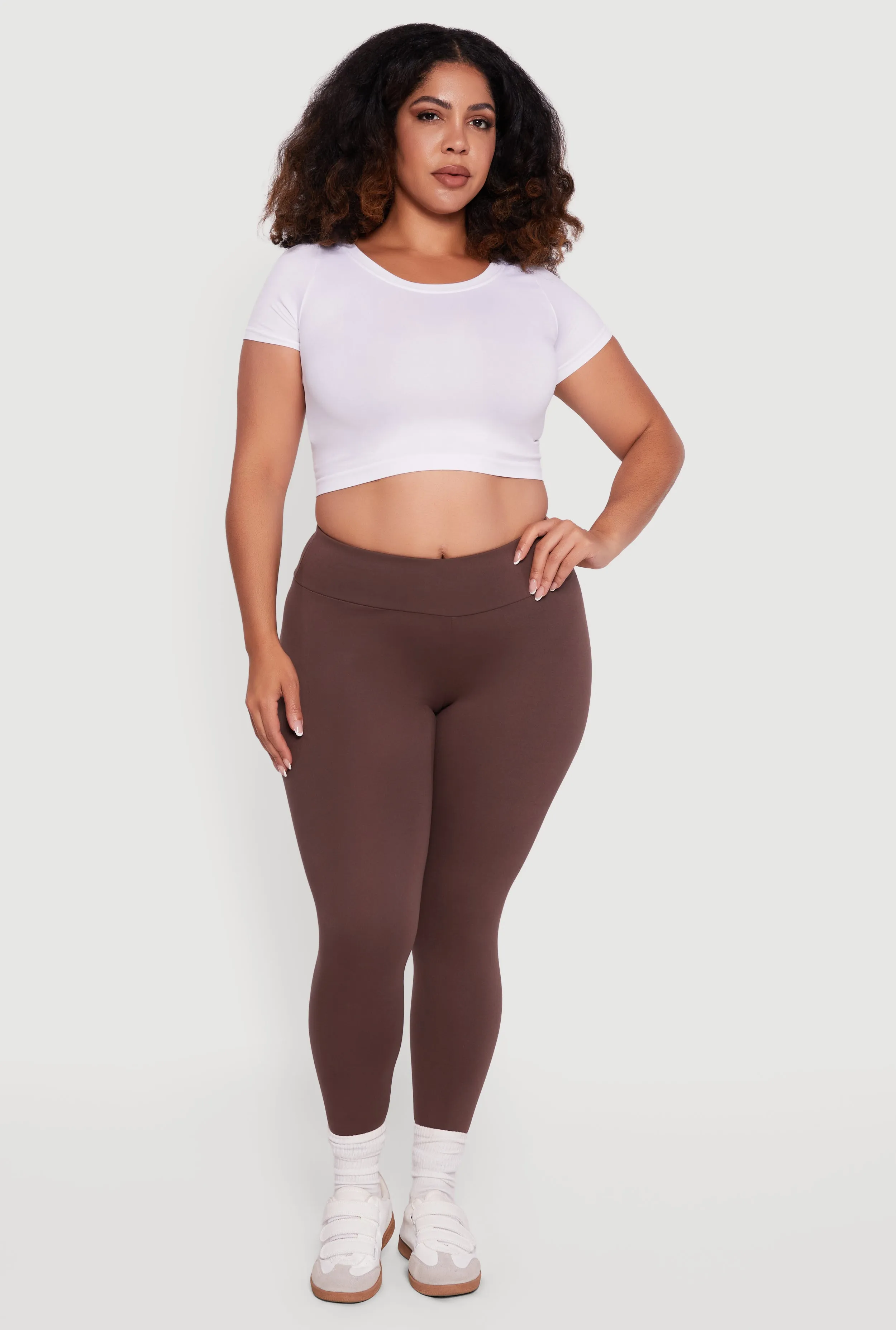 Plus Size Fleece Lined Soft Knit High Waisted Leggings sold by Rainbow product image thumbnail 2