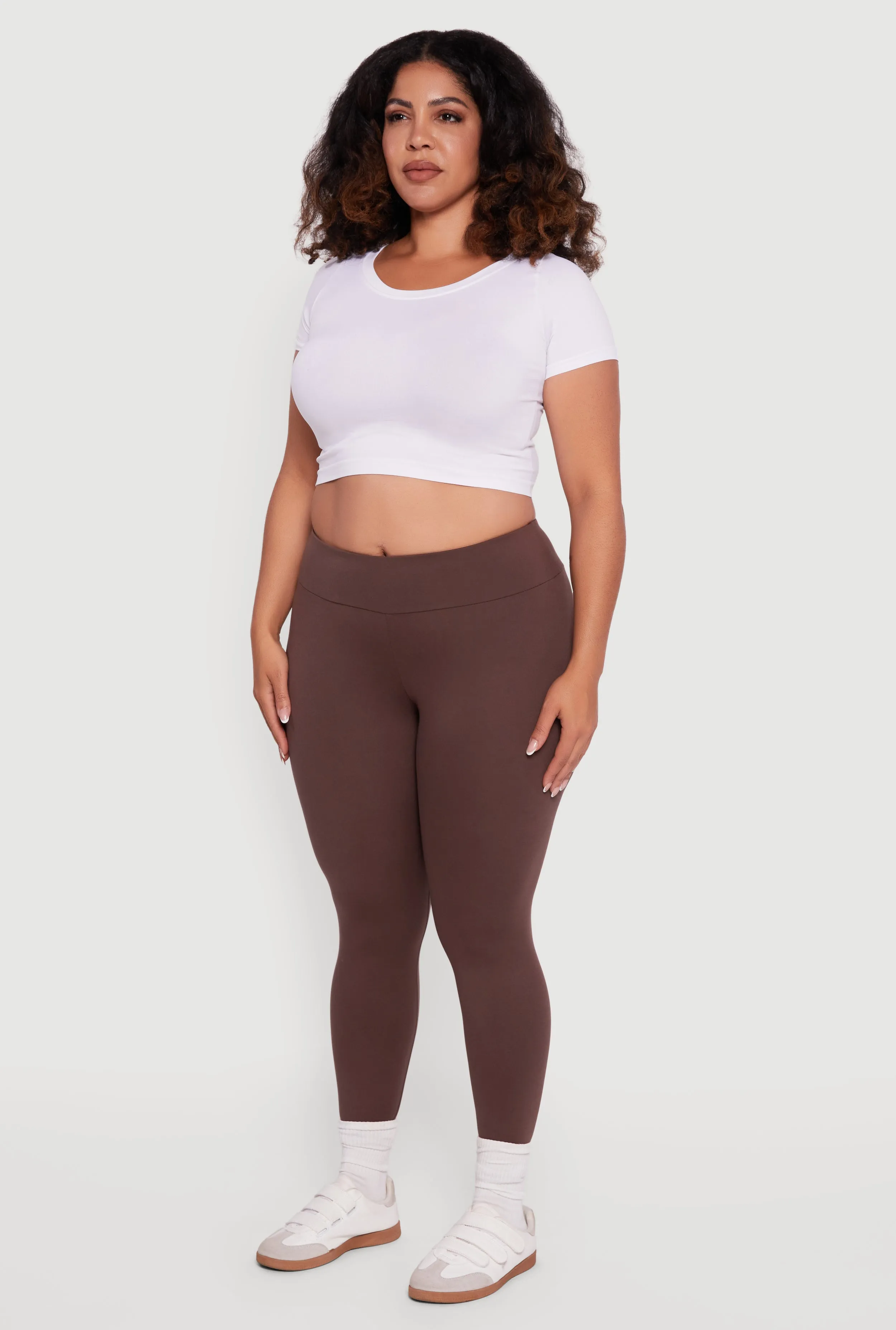 Plus Size Fleece Lined Soft Knit High Waisted Leggings sold by Rainbow product image thumbnail 3
