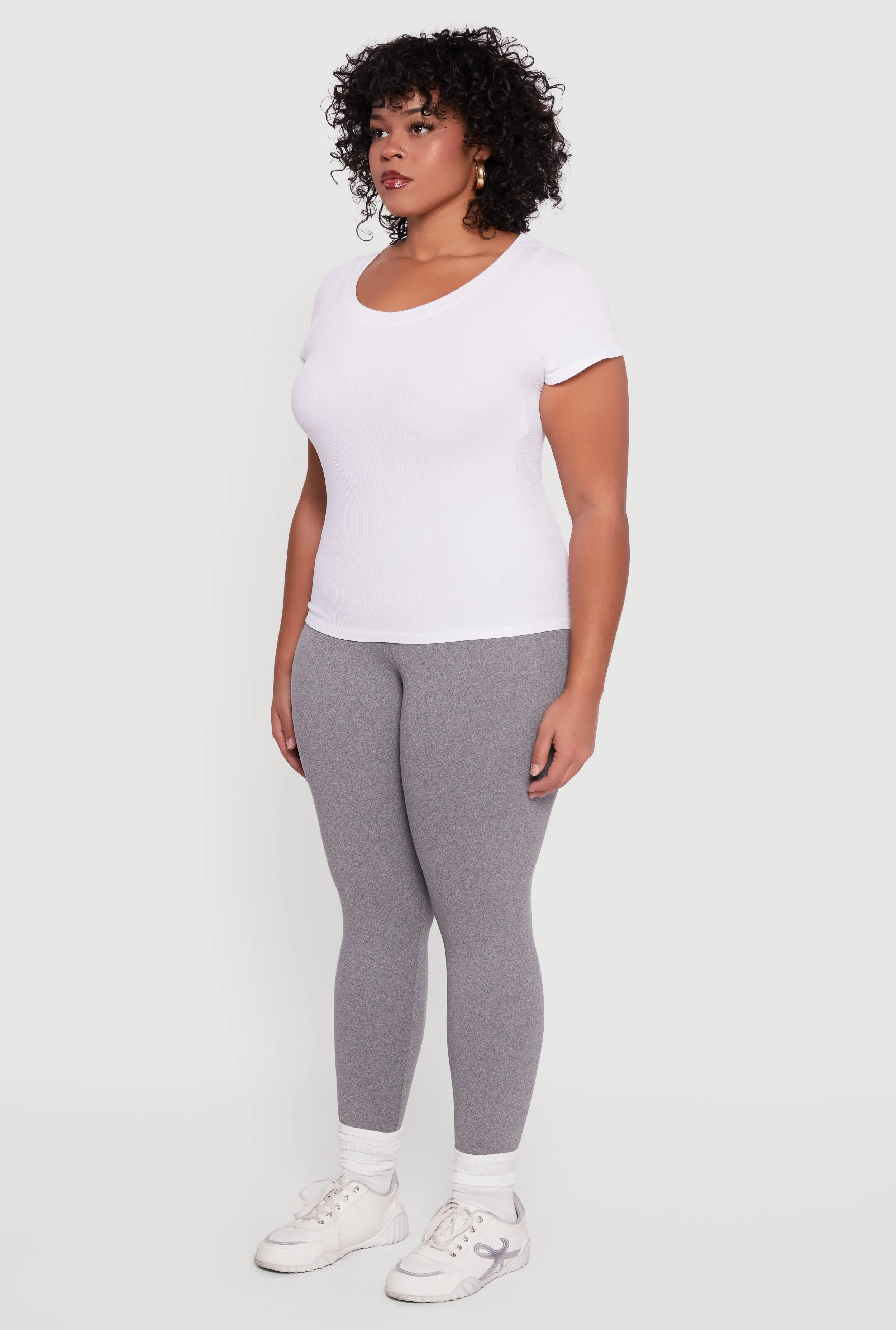 Plus Size Fleece Lined Soft Knit High Waisted Leggings sold by Rainbow product image thumbnail 3