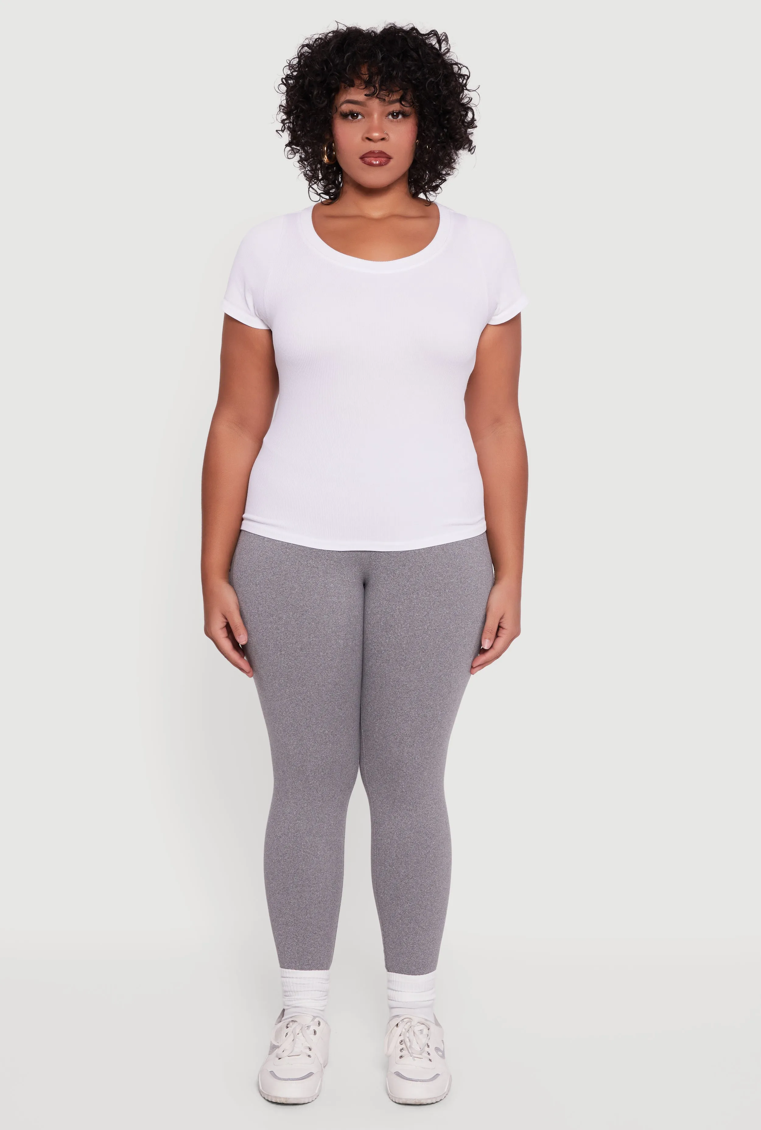 Plus Size Fleece Lined Soft Knit High Waisted Leggings sold by Rainbow