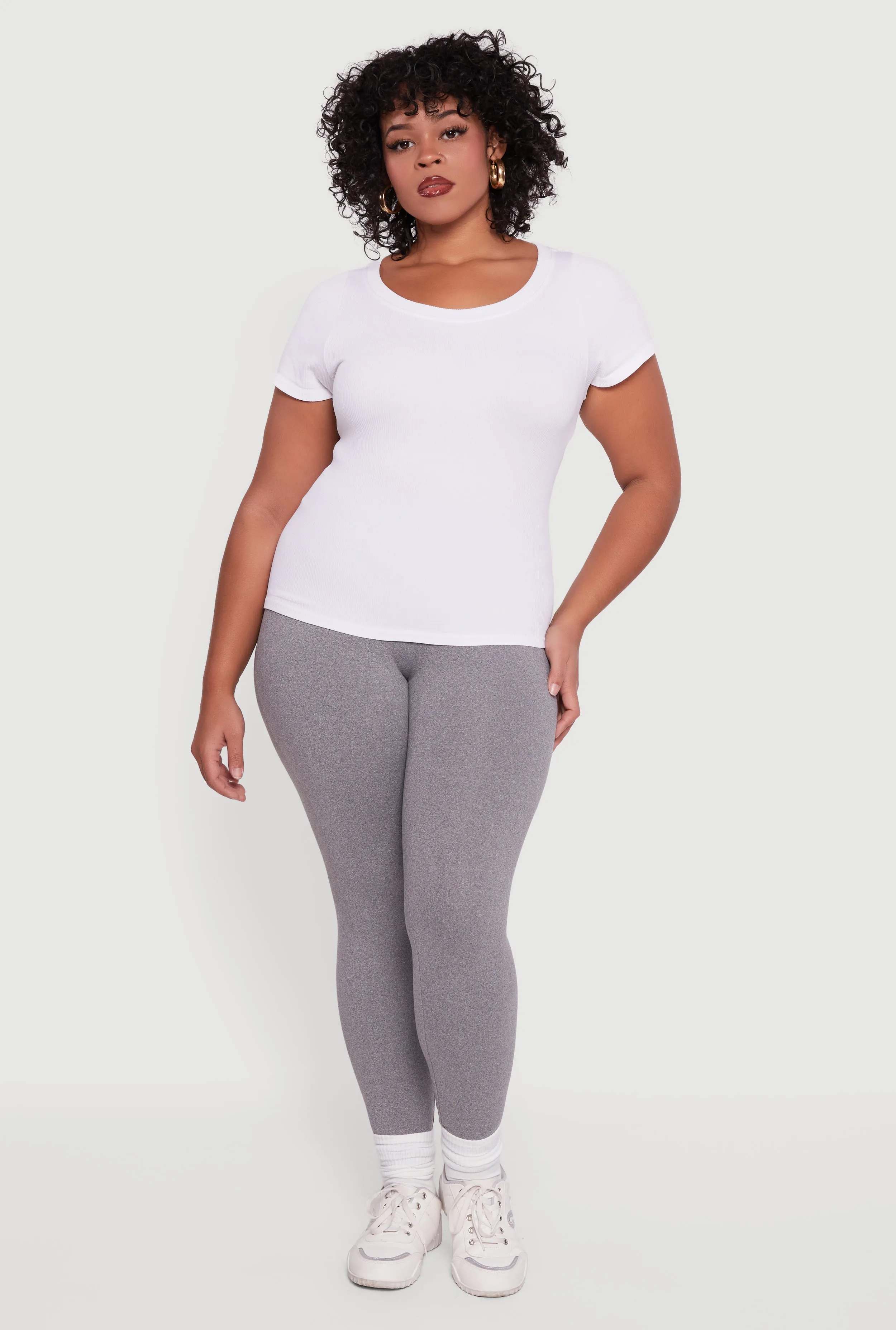 Plus Size Fleece Lined Soft Knit High Waisted Leggings sold by Rainbow product image thumbnail 2
