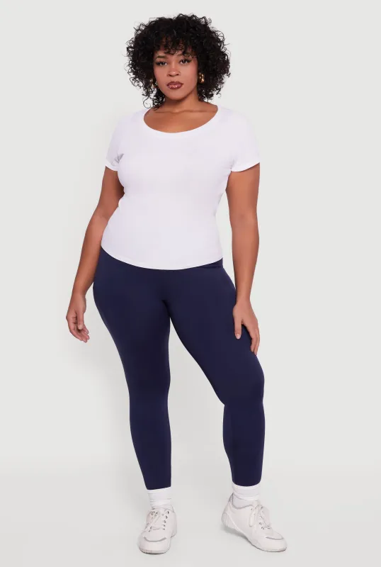 Plus Size Fleece Lined Soft Knit High Waisted Leggings sold by Rainbow