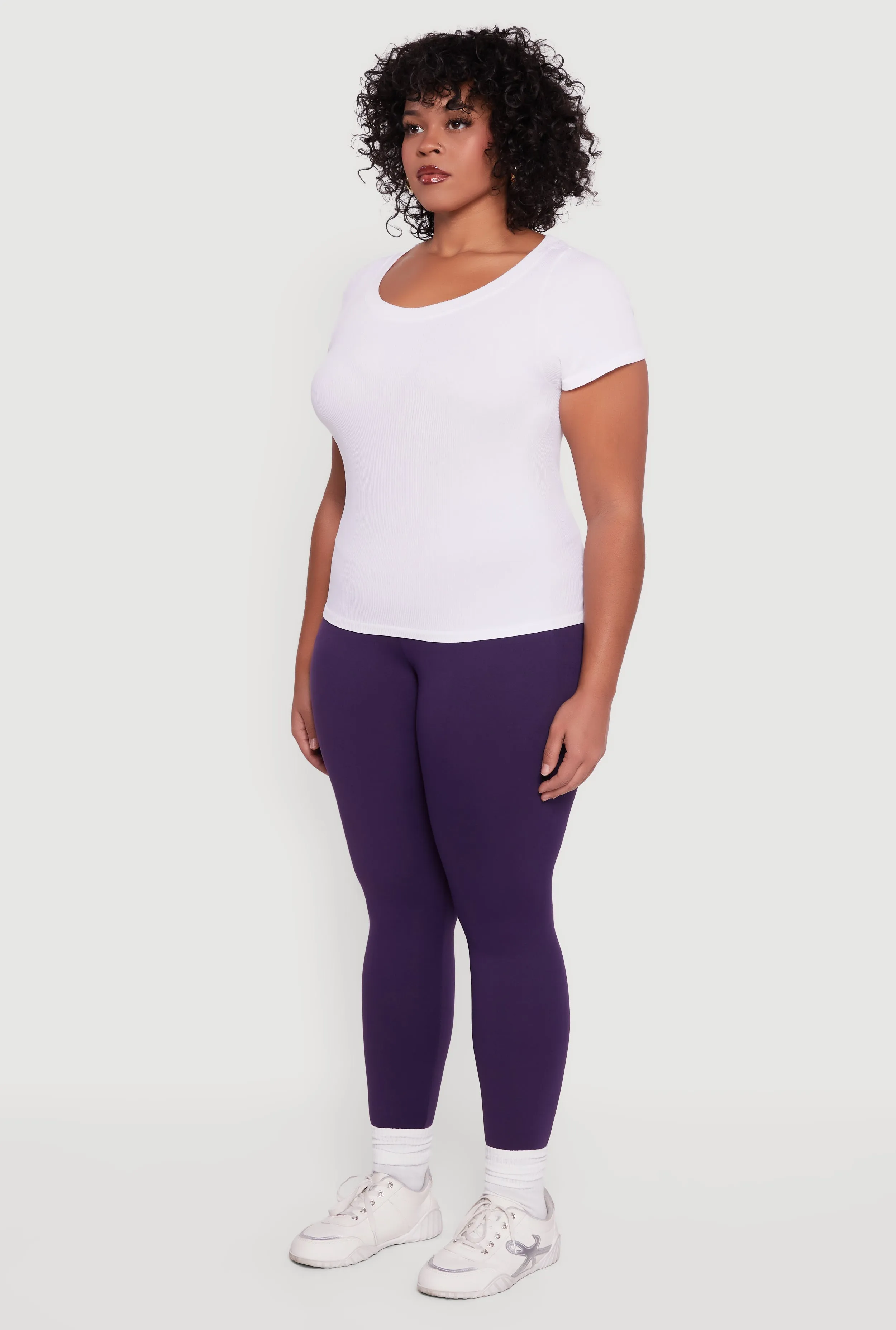 Plus Size Fleece Lined Soft Knit High Waisted Leggings sold by Rainbow product image thumbnail 3