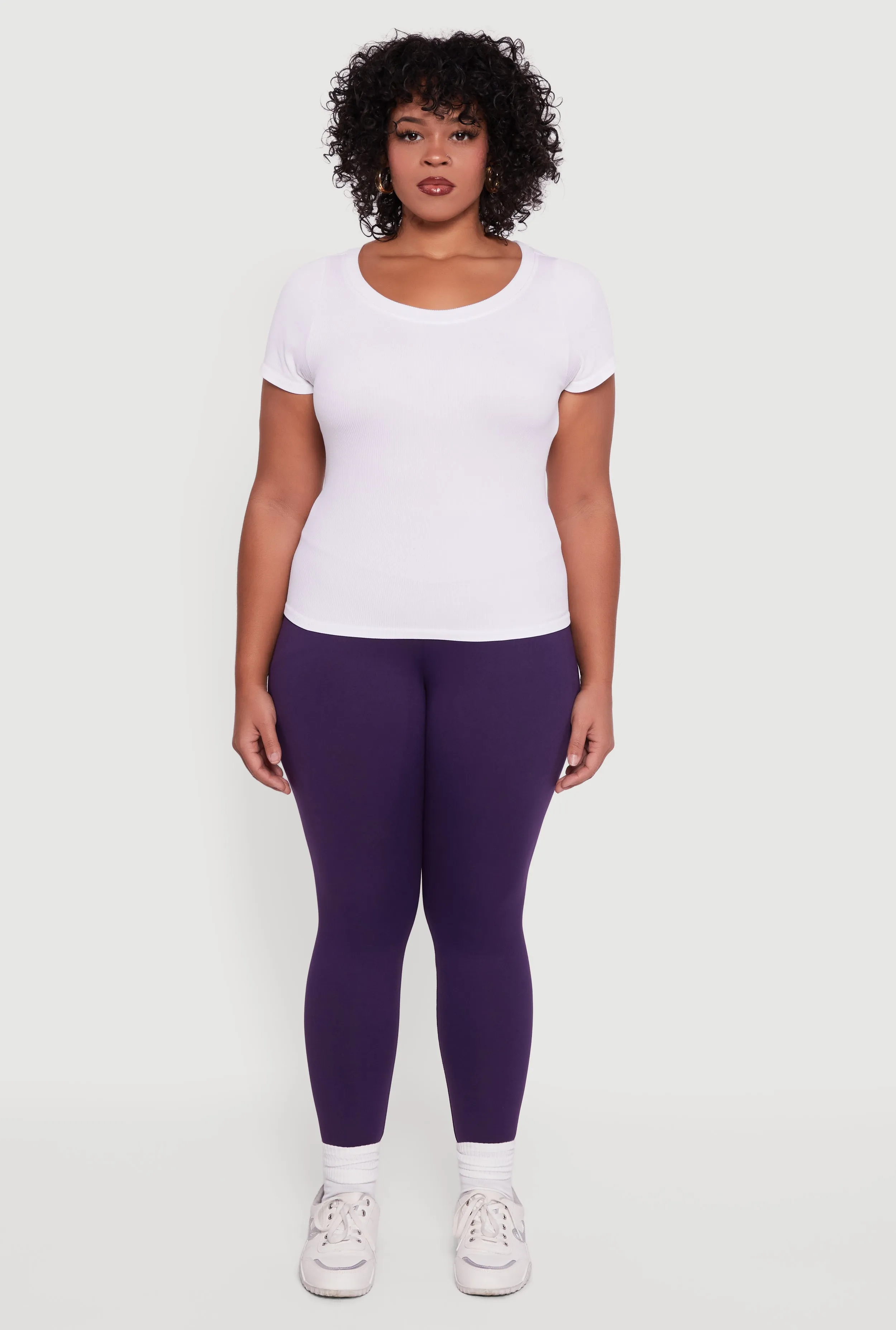 Plus Size Fleece Lined Soft Knit High Waisted Leggings sold by Rainbow